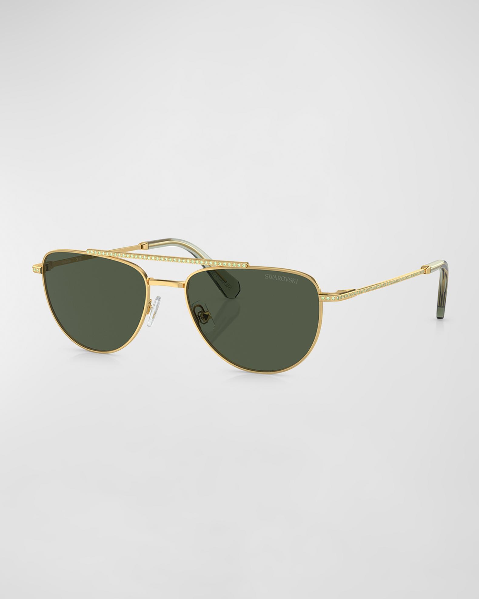 Swarovski Metal Aviator Sunglass Swarovski SK 194 32F Gold Metal Aviator Sunglasses Frame 60  main image 3