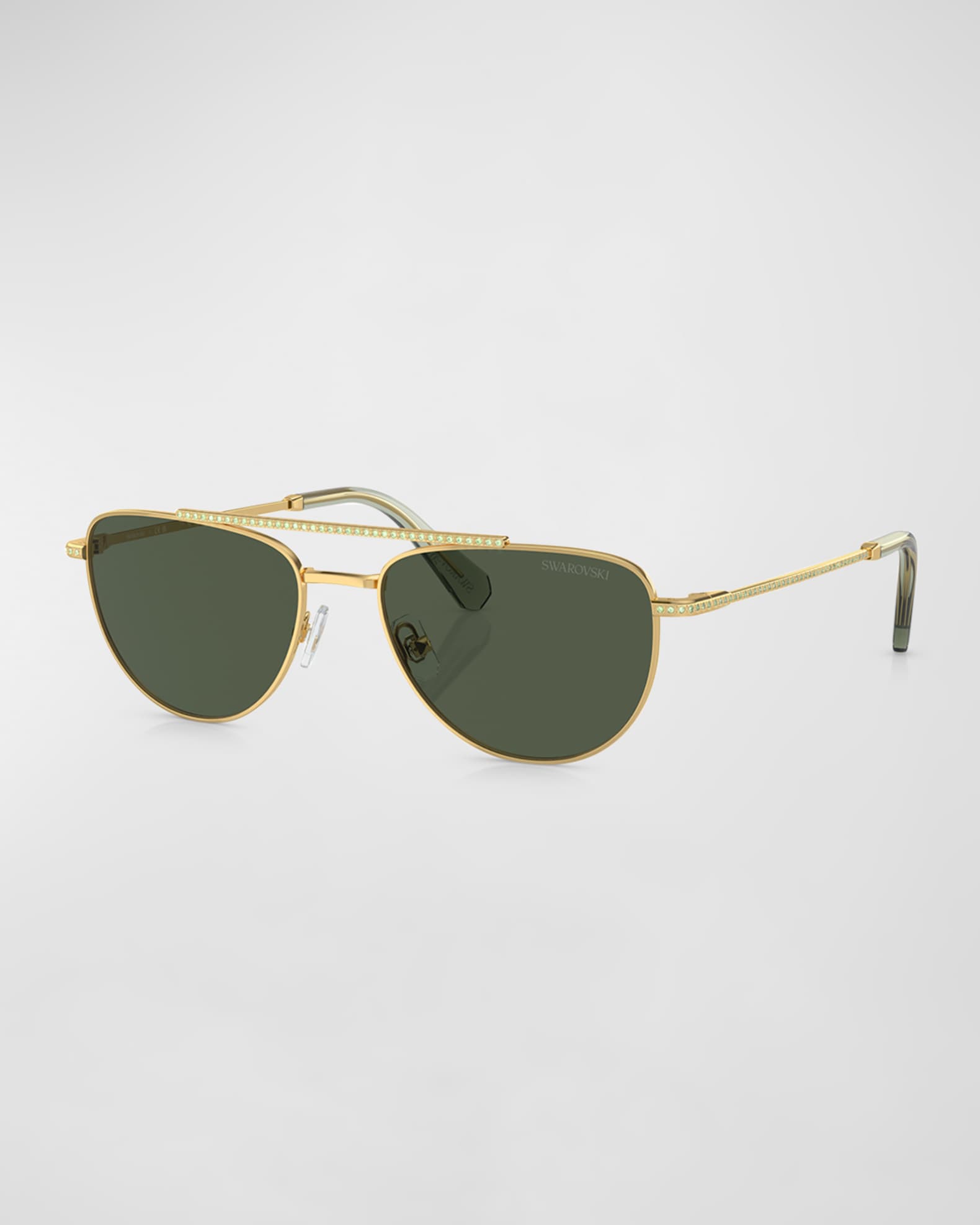 Crystal-Embellished Metal Aviator Sunglasses  0