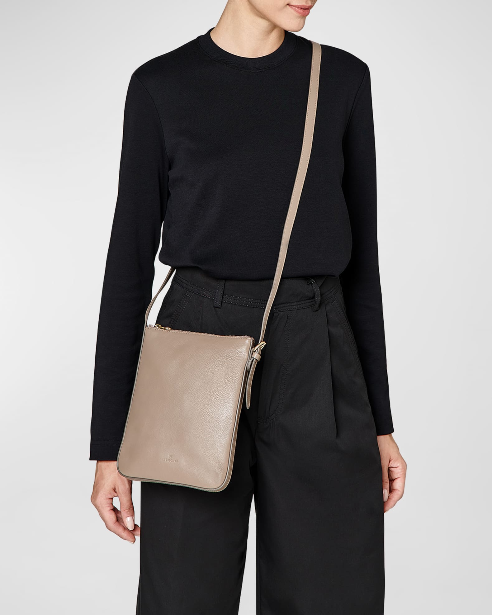 Il Bisonte Flat Vachetta Leather Crossbody Bag | Neiman Marcus