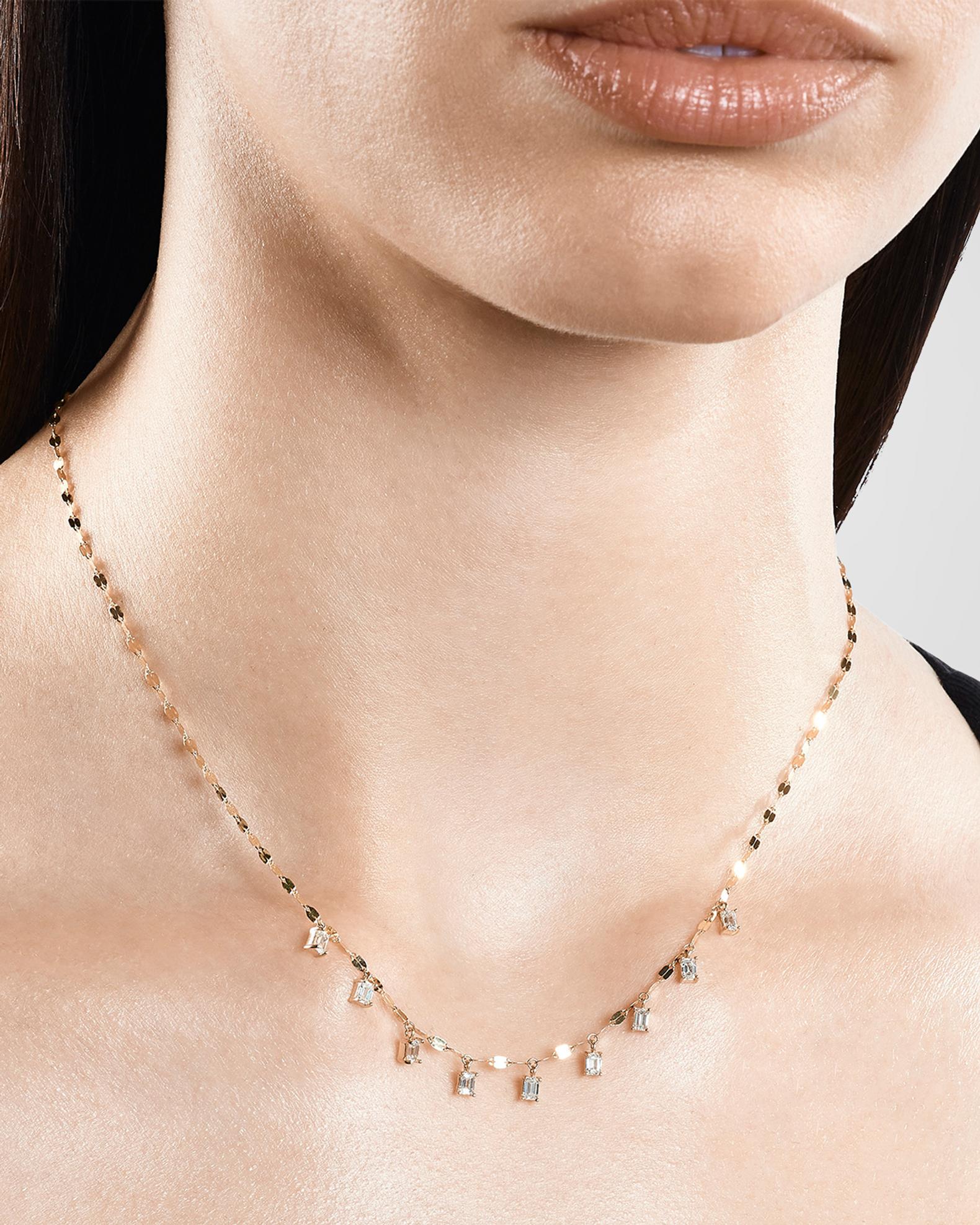 LANA 14k Emerald-Cut Diamond Rain Necklace | Neiman Marcus