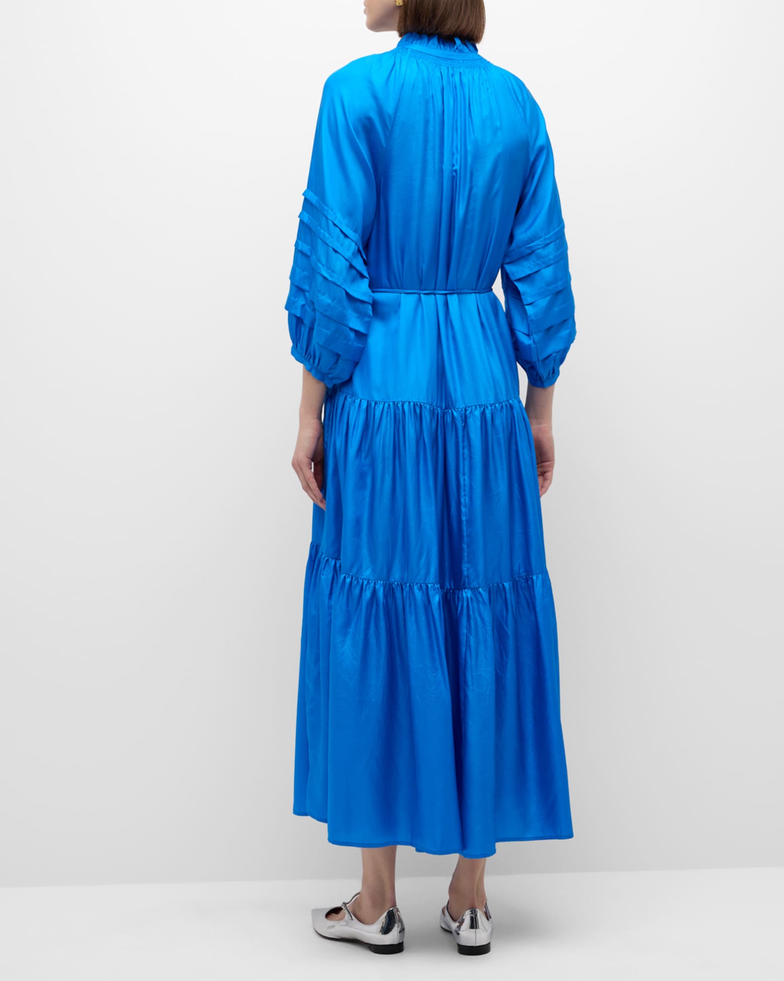 Apiece Apart Trinidad Tiered Blouson-Sleeve Maxi Dress | Neiman Marcus
