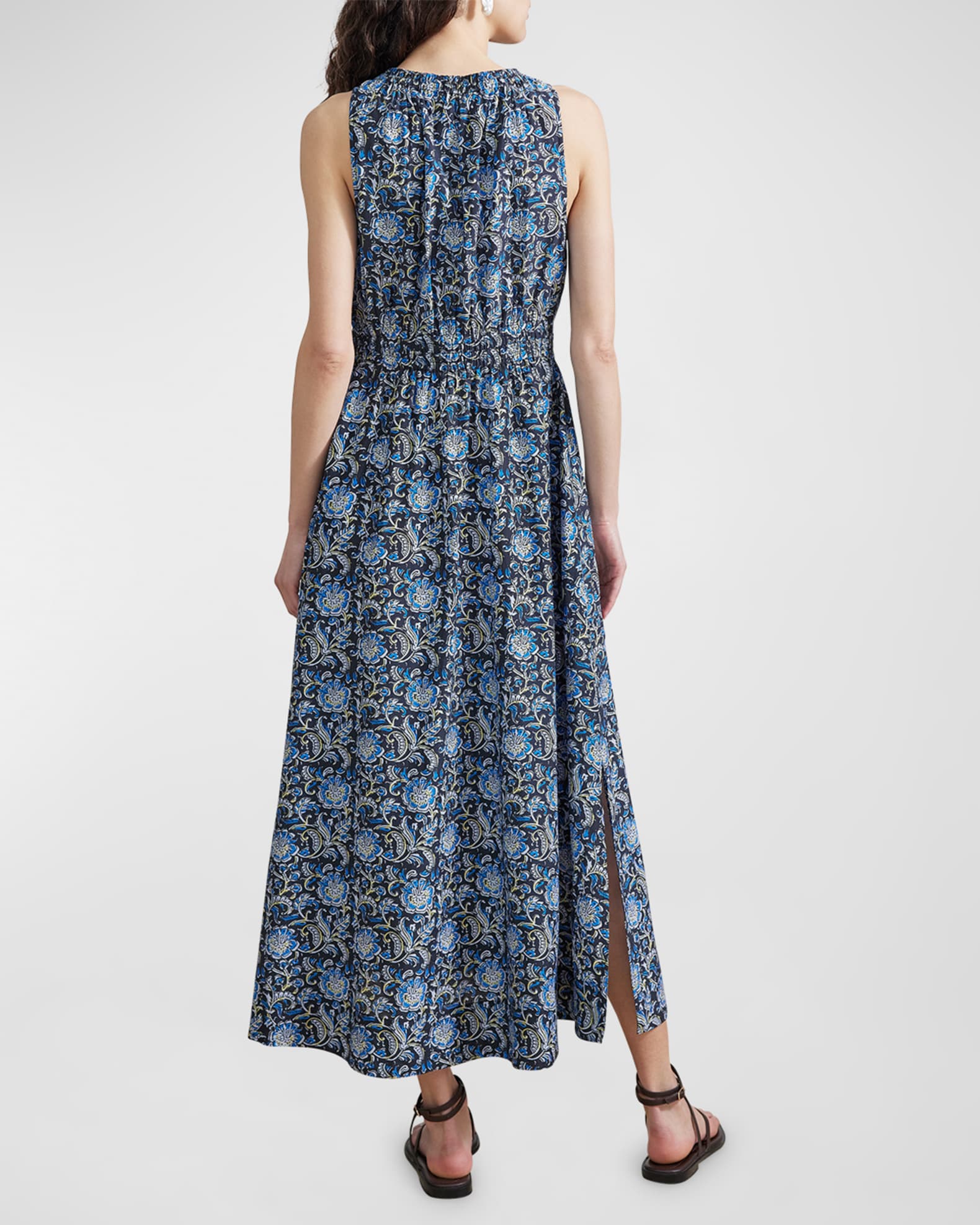 Apiece Apart Bali Sleeveless Botanical-Print Midi Dress | Neiman Marcus