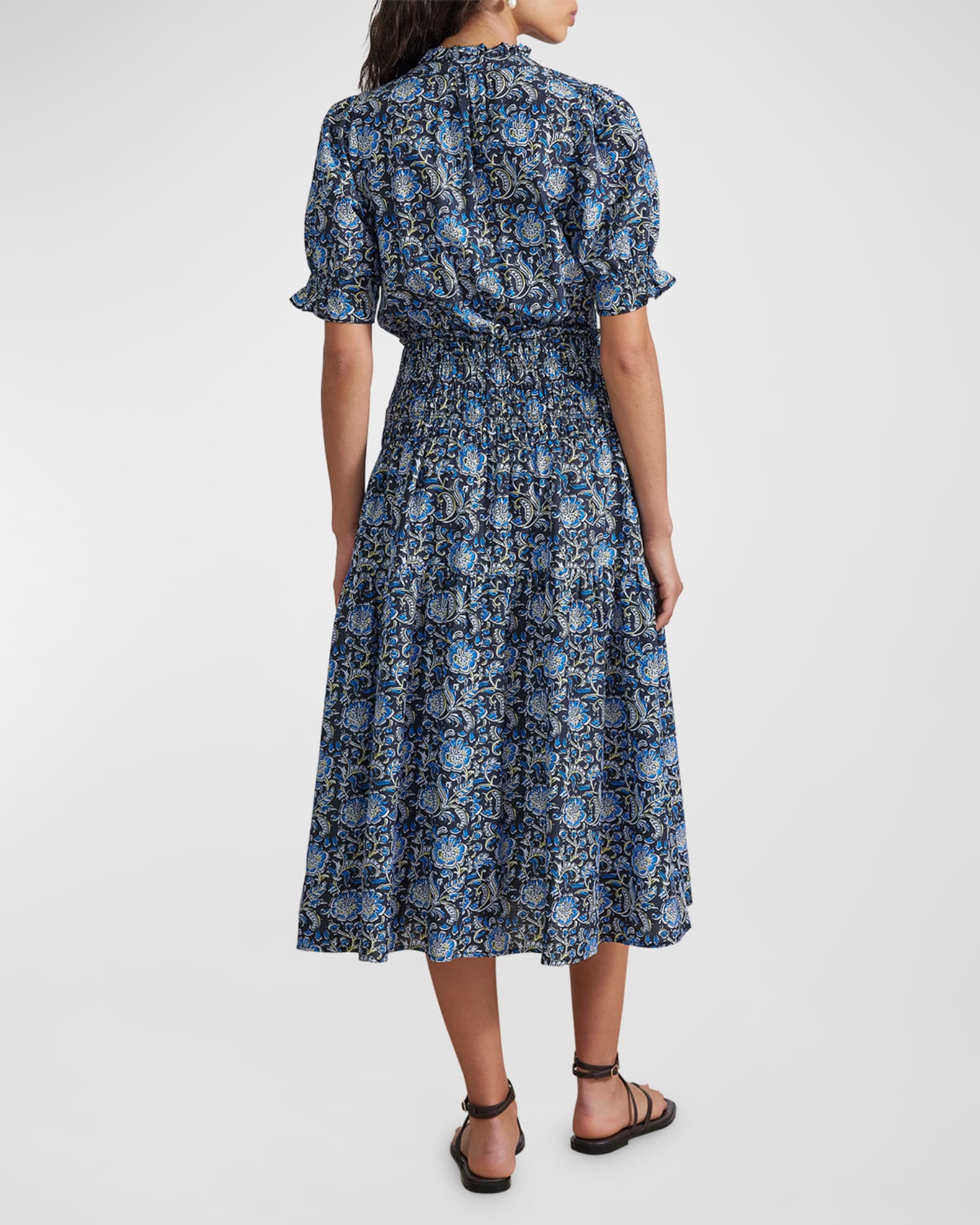 Apiece Apart Las Alturas Smocked Floral-Print Midi Dress | Neiman Marcus