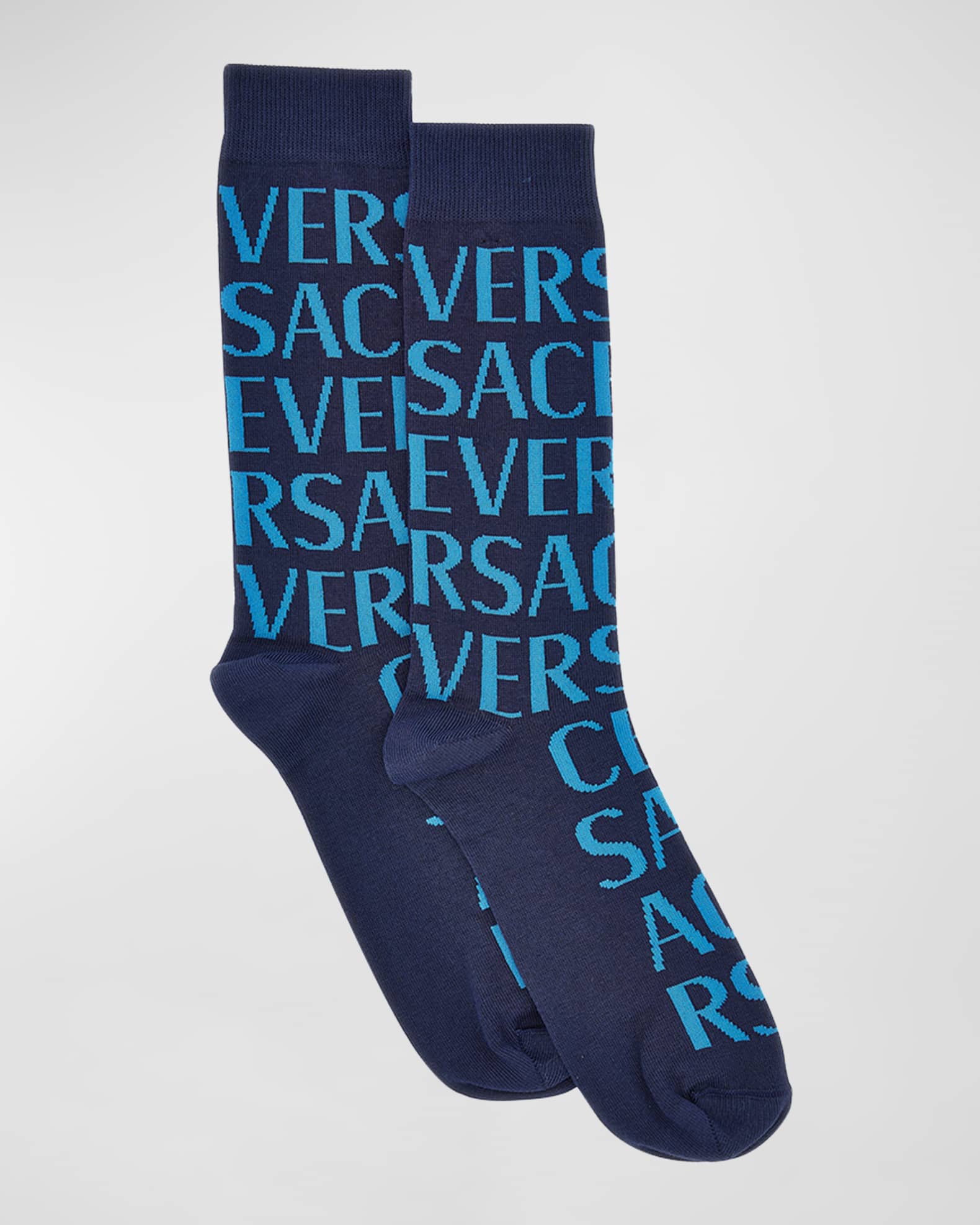 Versace Men's Allover Logo Crew Socks