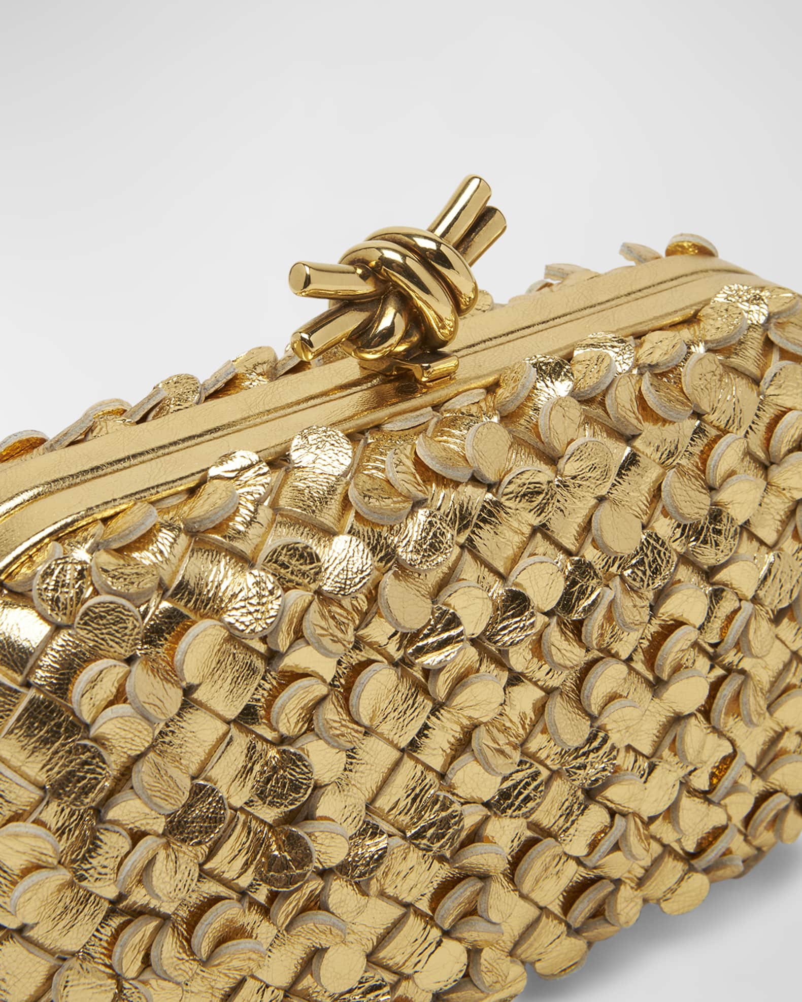 Bottega Veneta Knot Metallic Sequin Intreccio Clutch Bag | Neiman Marcus