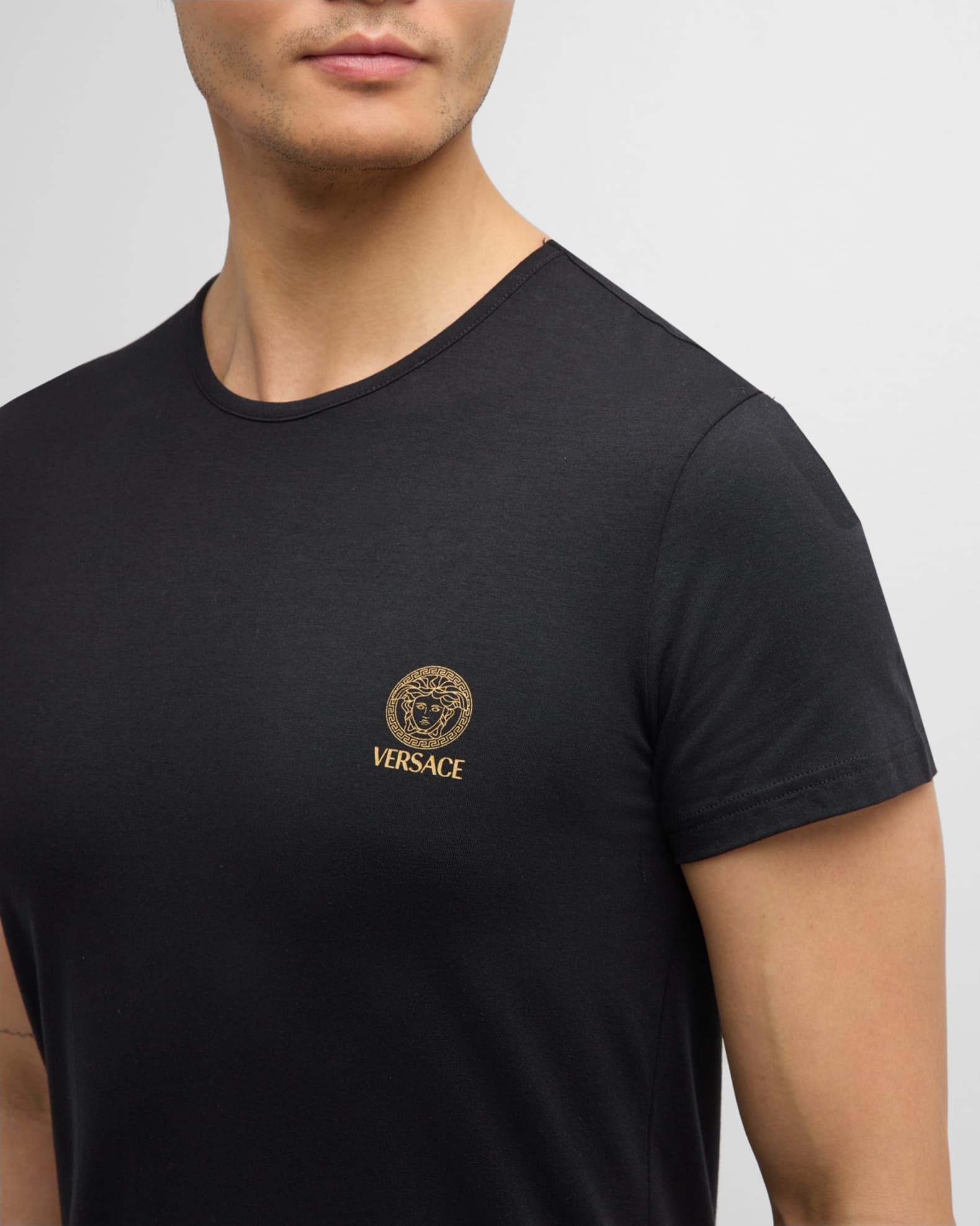 Medusa embellished cotton jersey T-shirt in purple - Versace