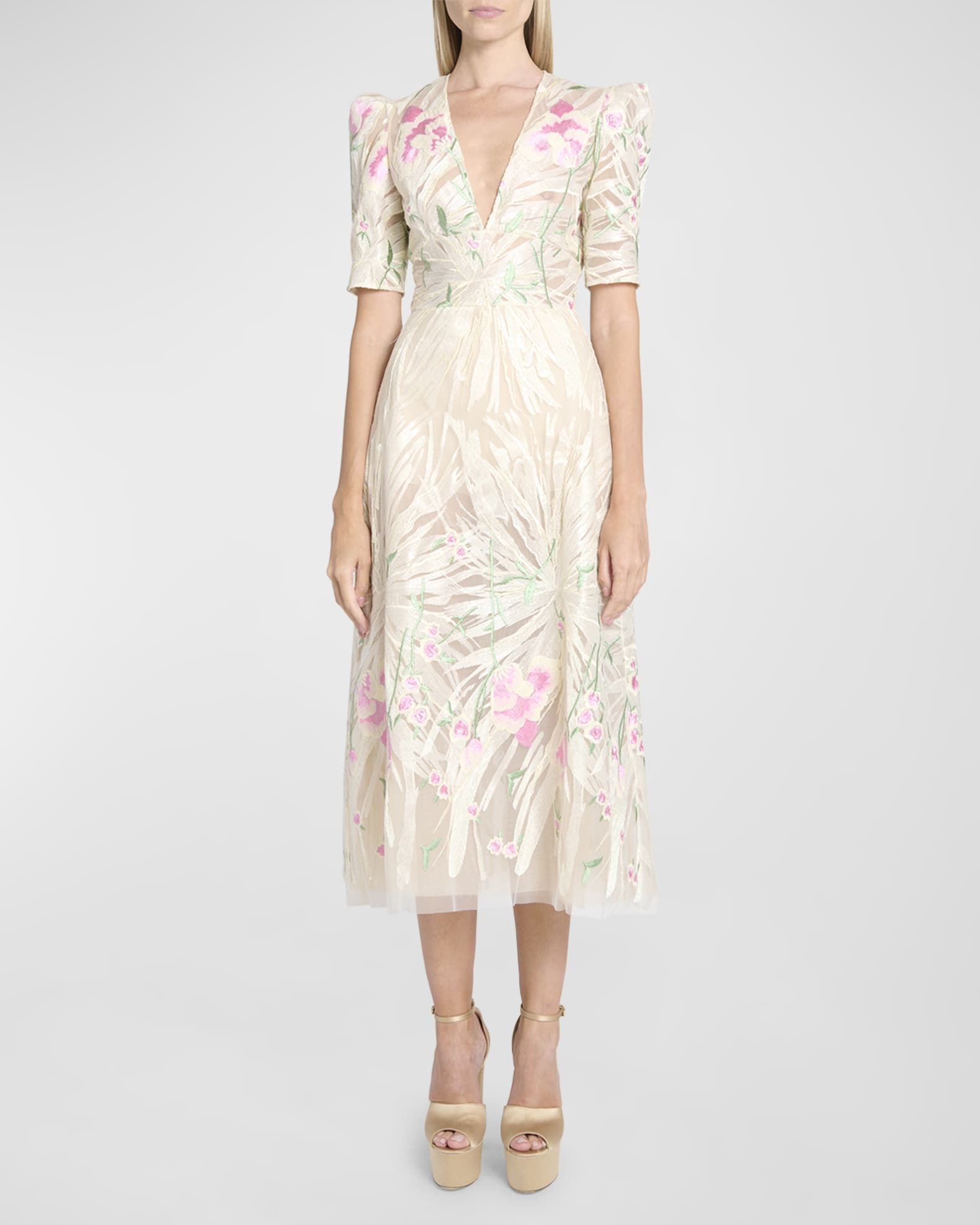 Elie Saab embroidered tulle maxi dress - Black