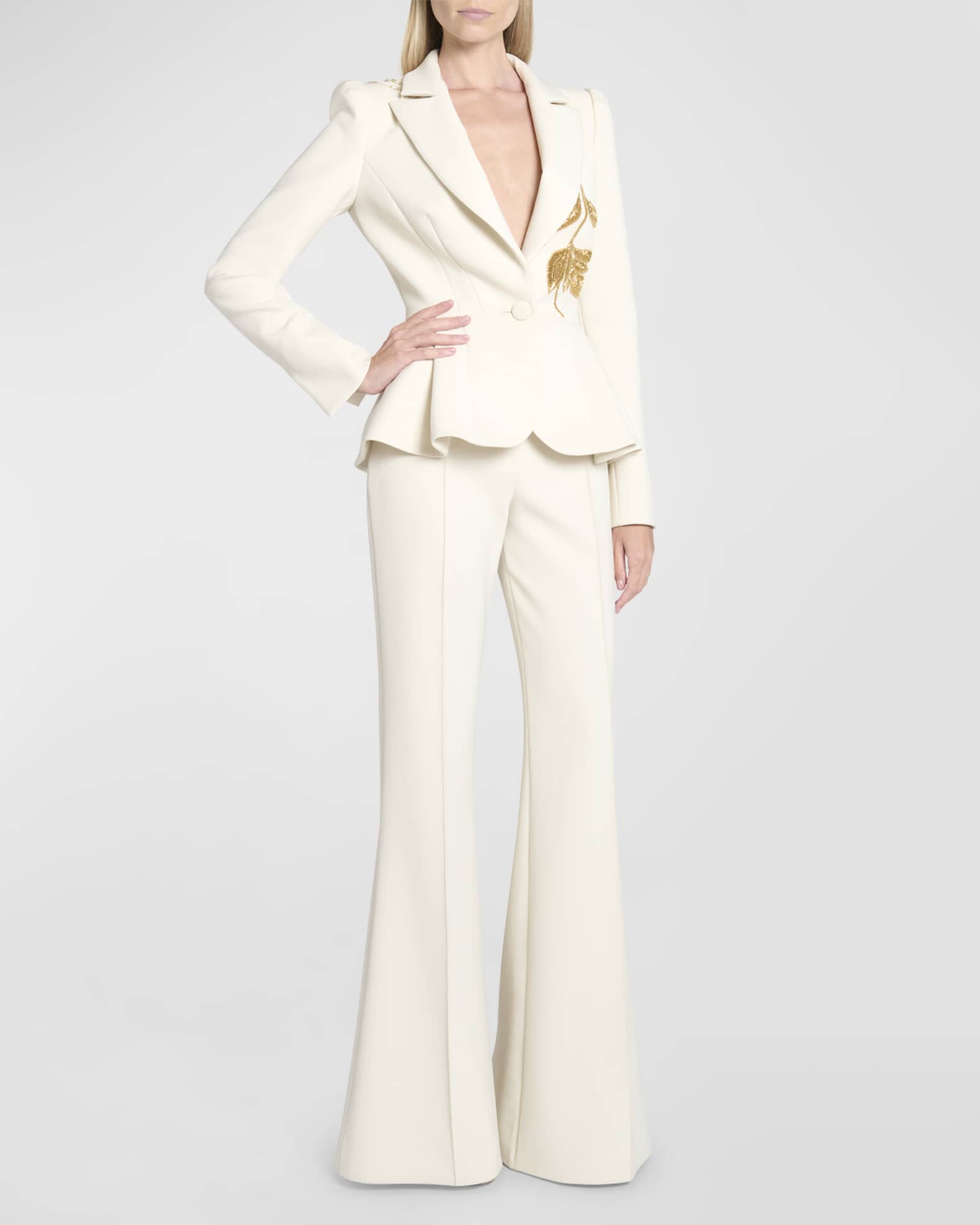 Embroidered Cady Suit | Neiman Marcus display picture 1