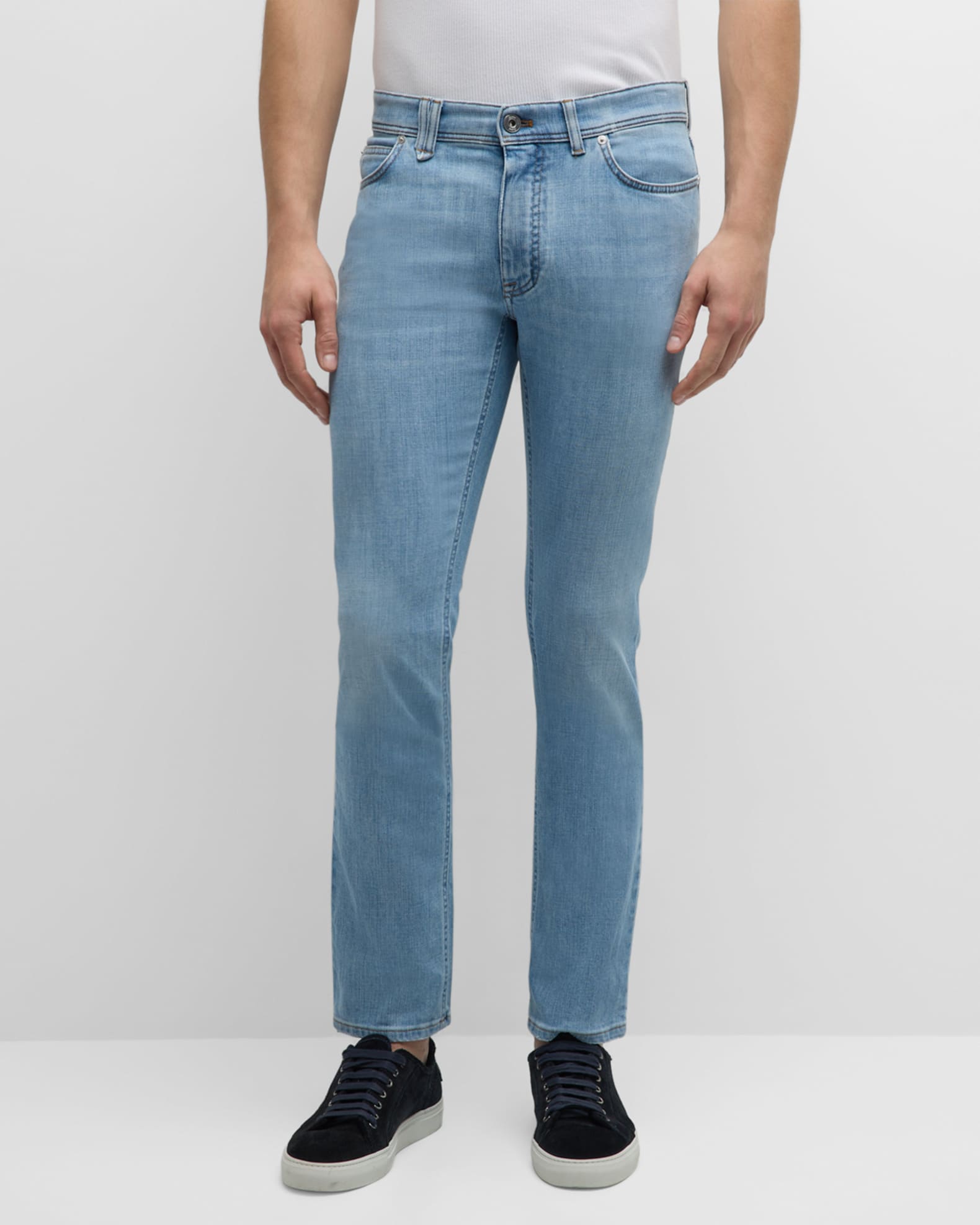 Brioni Men's Slim-Fit Light Wash Denim Jeans