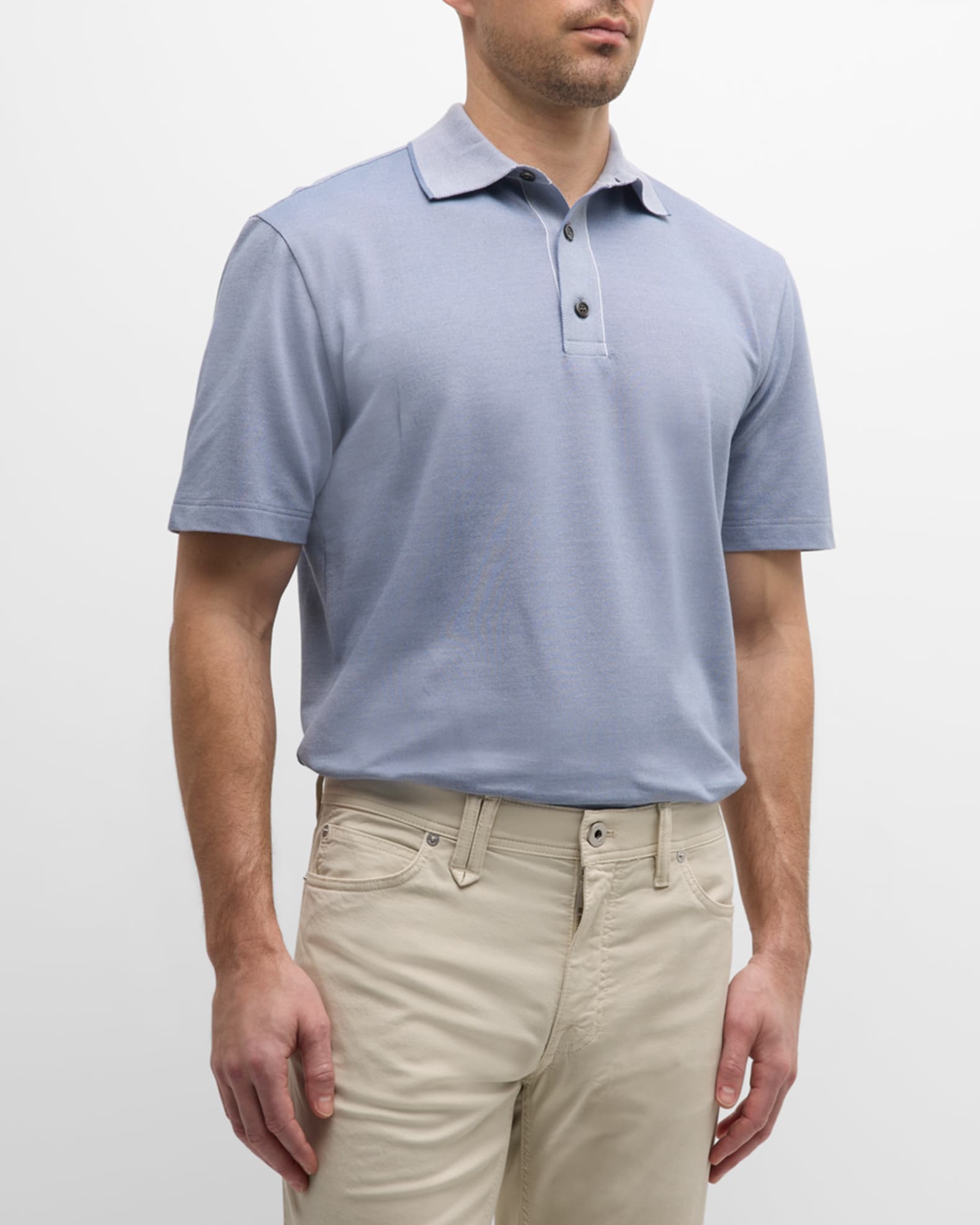 Brioni Men s Cotton Polo Shirt Medium Green Solid Men s 2X L Shirts Tops Polo Shirts Polos