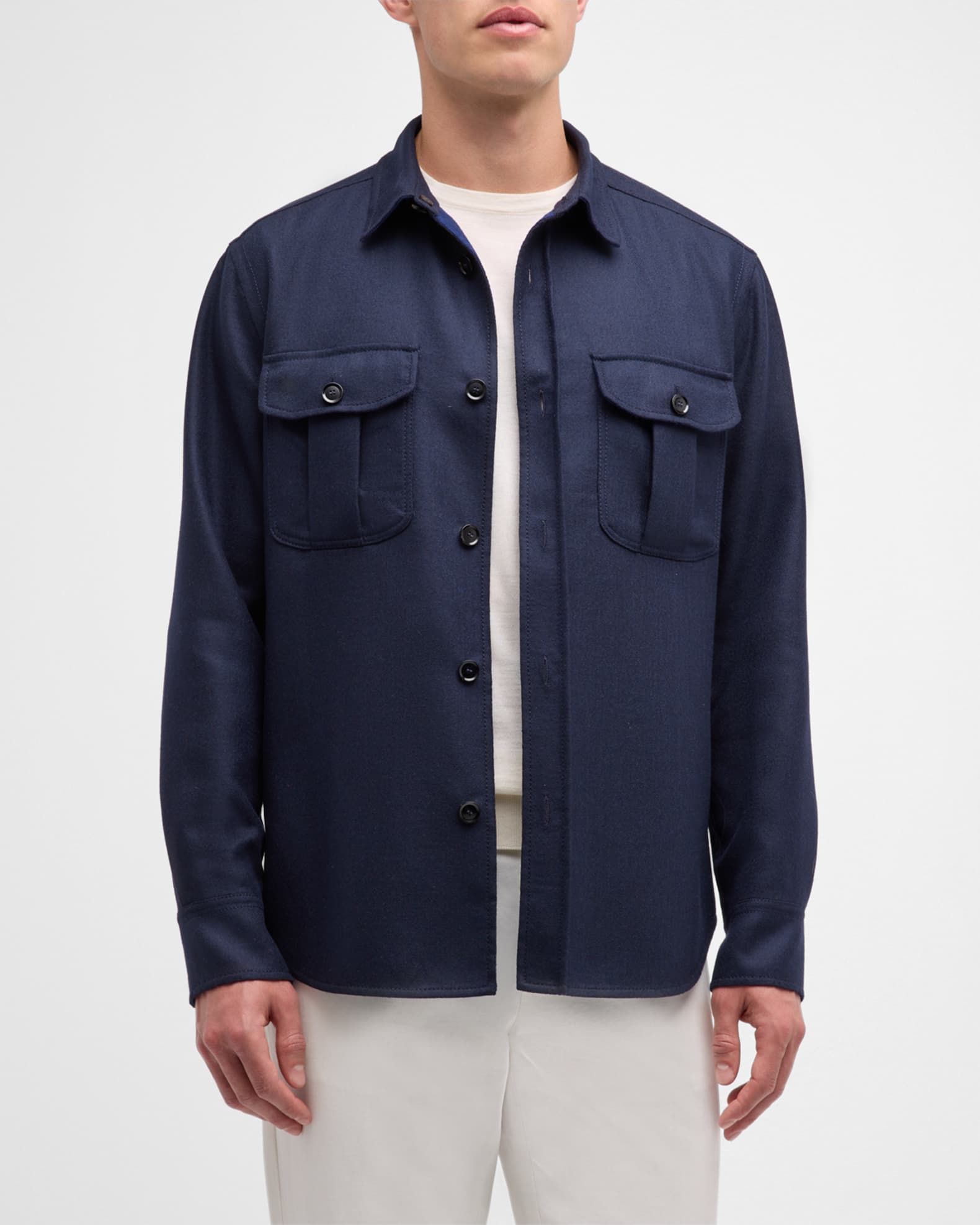Brioni Men's Stretch Wool Overshirt | Neiman Marcus