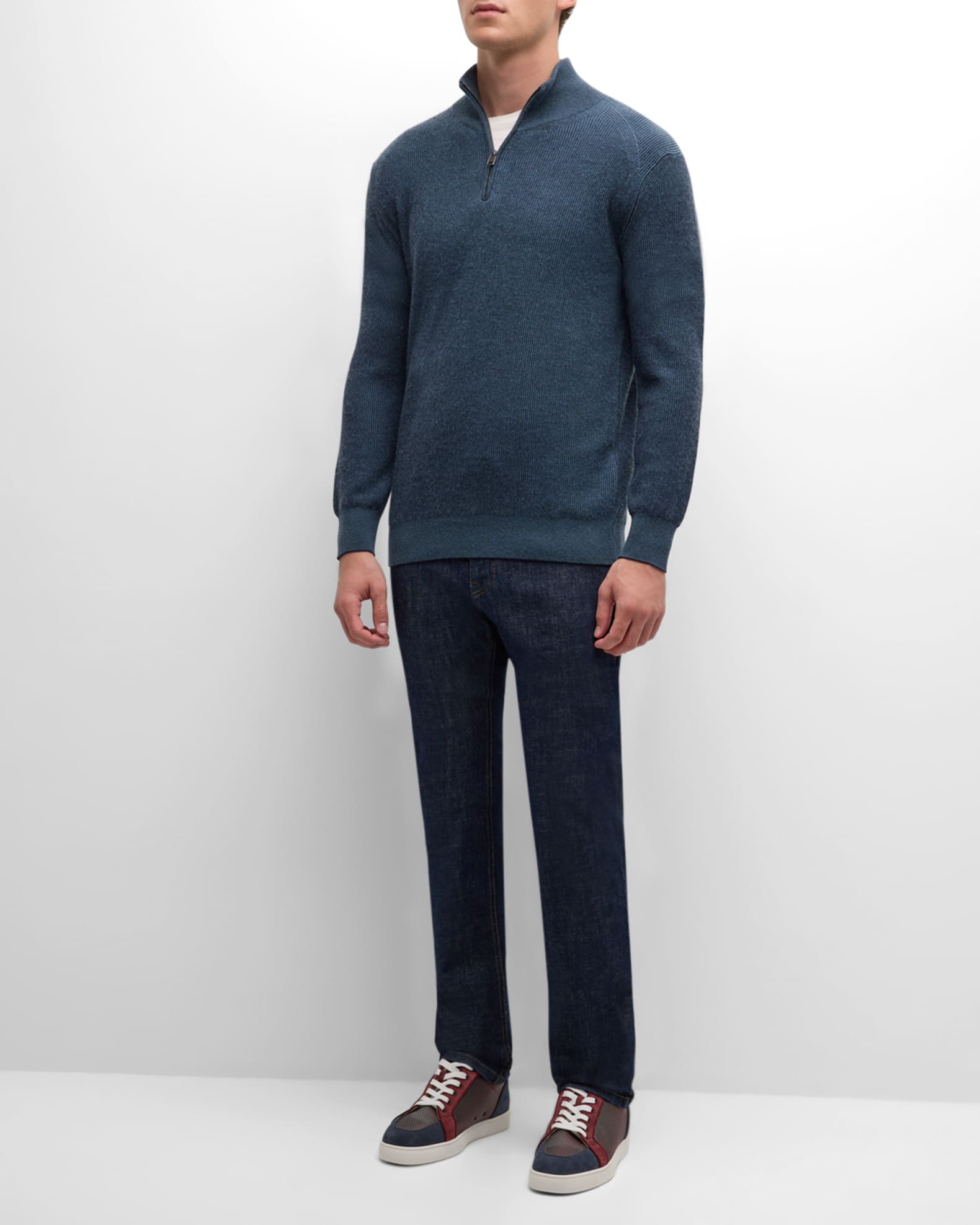 Men's Cashmere-Wool Quarter-Zip Sweater 1