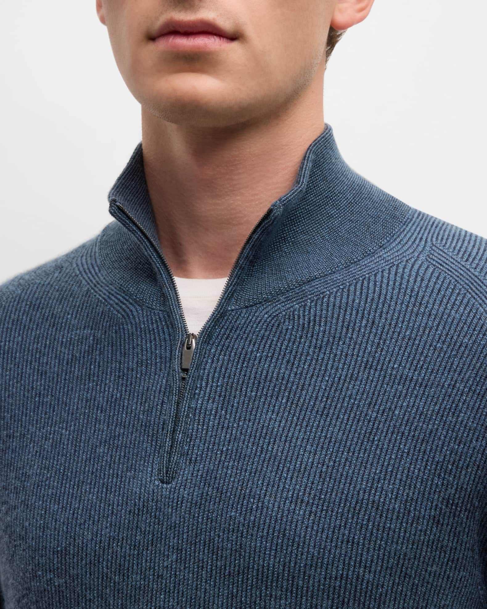 Brioni Men's Cashmere-Wool Quarter-Zip Sweater | Neiman Marcus