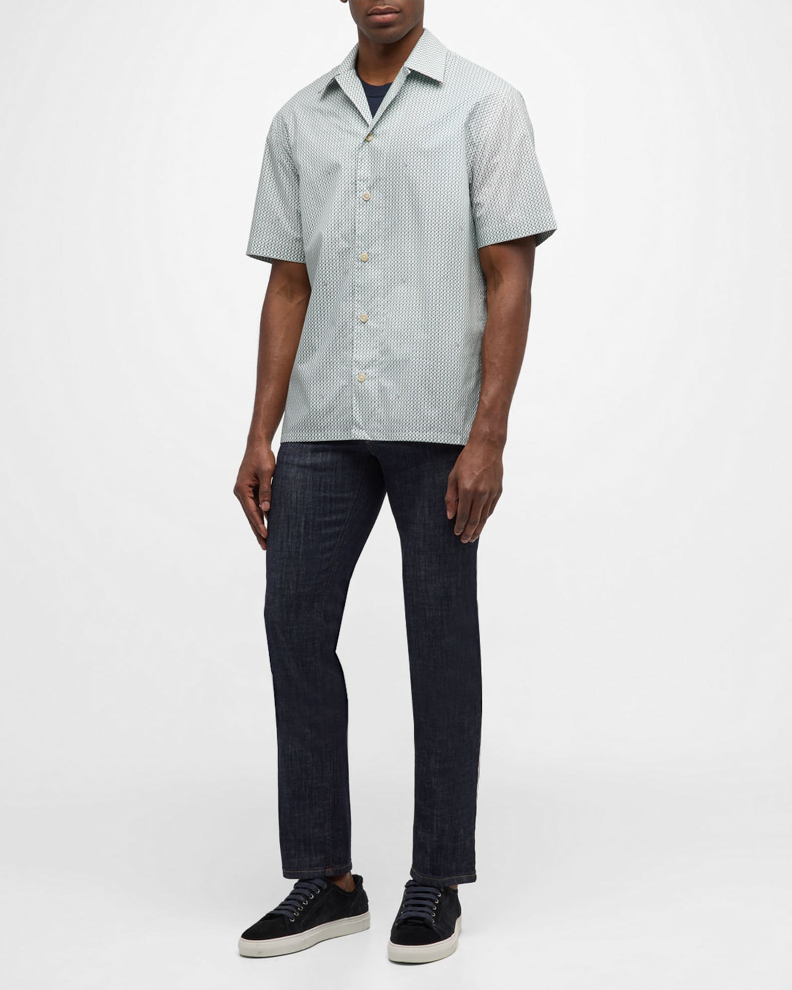 Men's Cotton Geometric-Print Camp Shirt 1