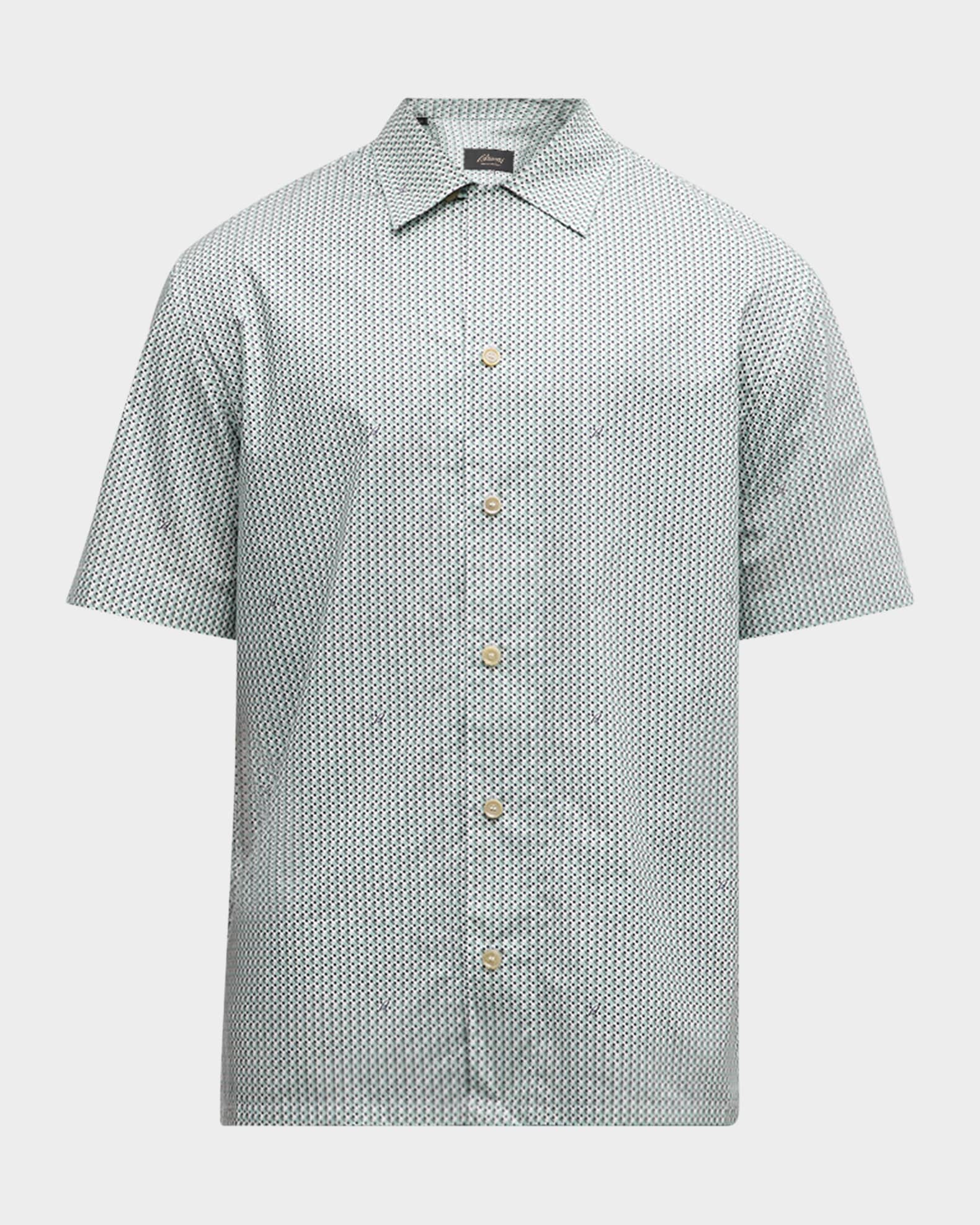 Men's Cotton Geometric-Print Camp Shirt 0