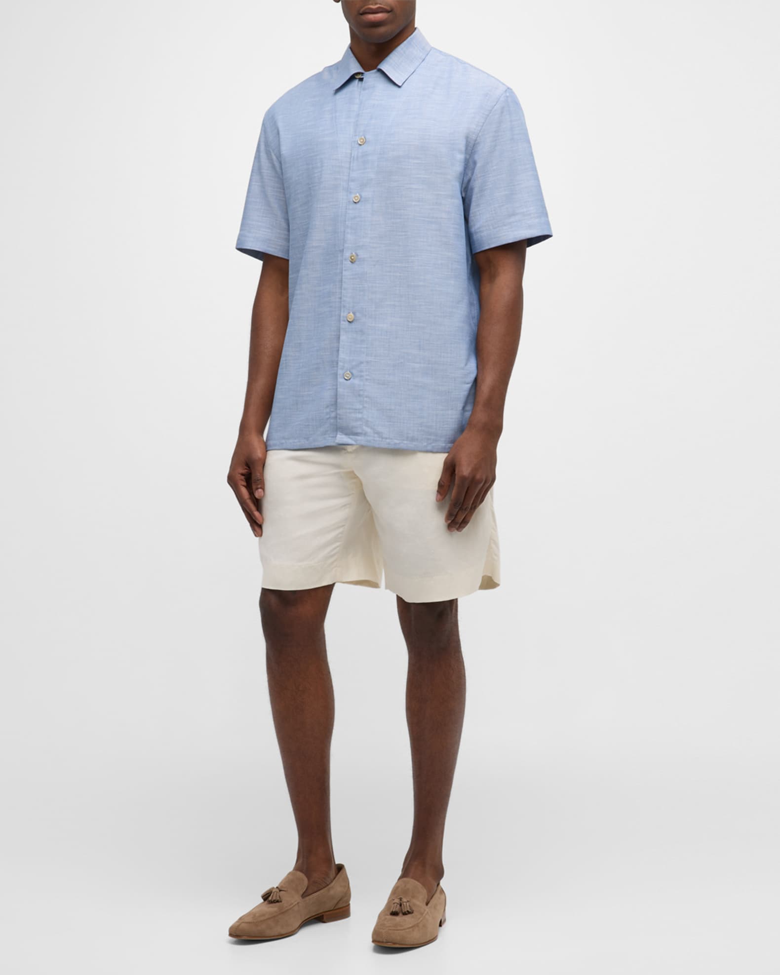 Men's Heathered Cotton Camp Shirt 1