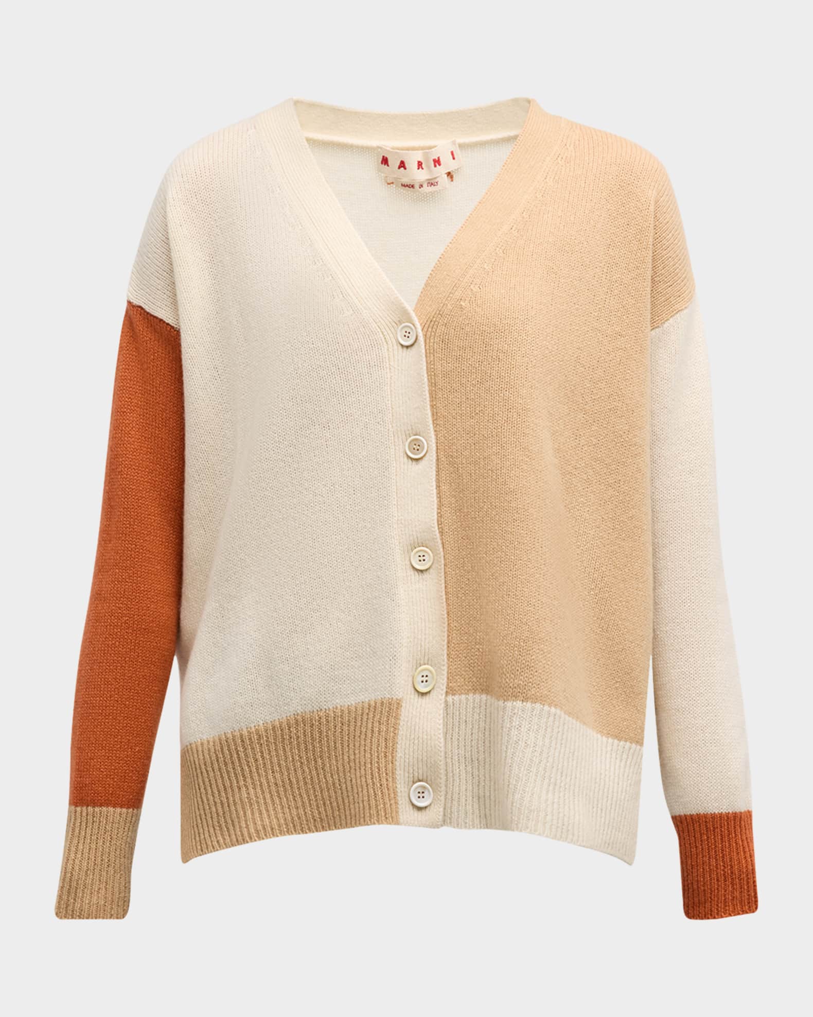 Marni Asymmetrical Length Cashmere Knit Cardigan