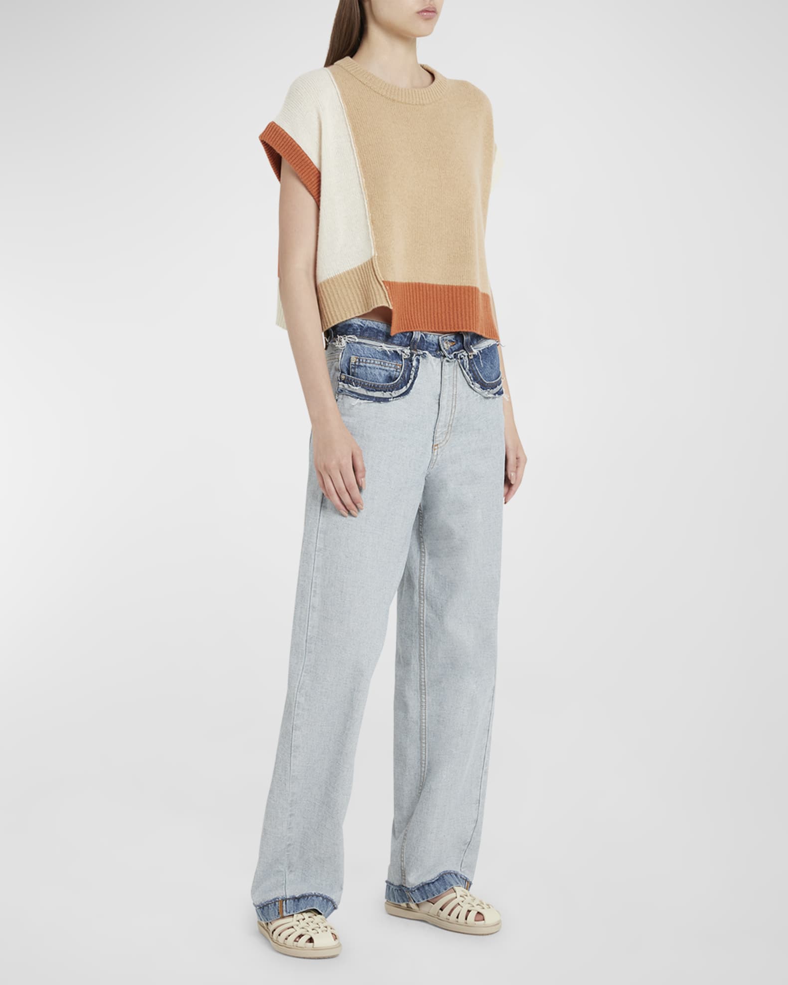 Asymmetric Colorblock Cashmere Sweater 1