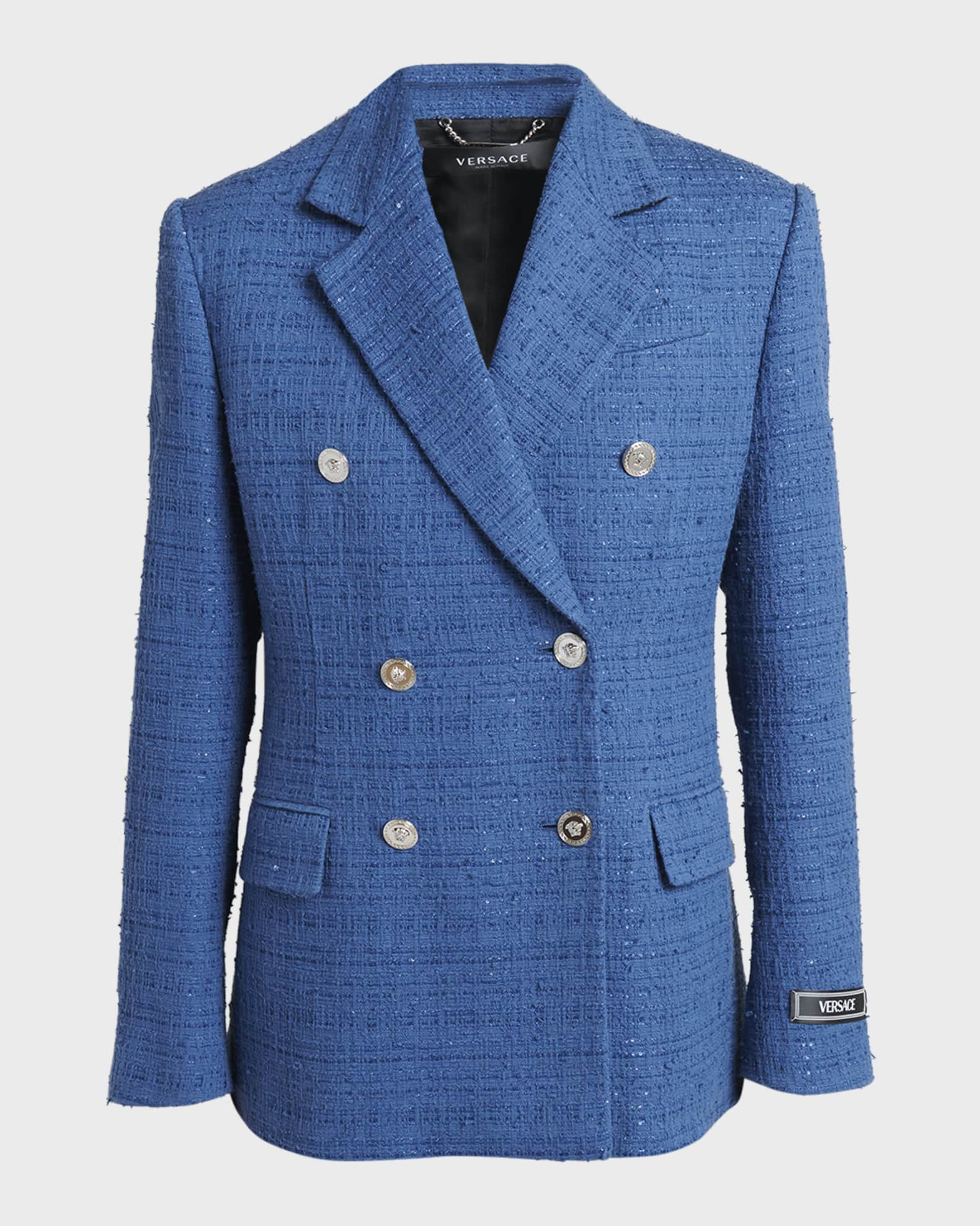 Versace Informal Double-Breasted Tweed Jacket | Neiman Marcus