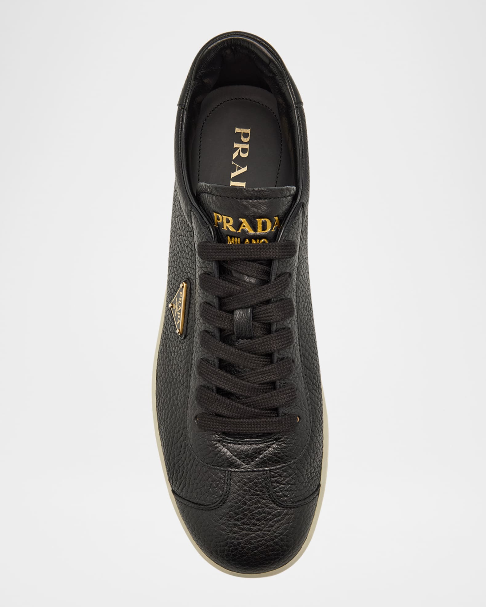 【関税＆送料込み】Prada Lane Leather Sneakers Prada Men's Lane Deerskin Low-Top Sneakers | Neiman Marcus