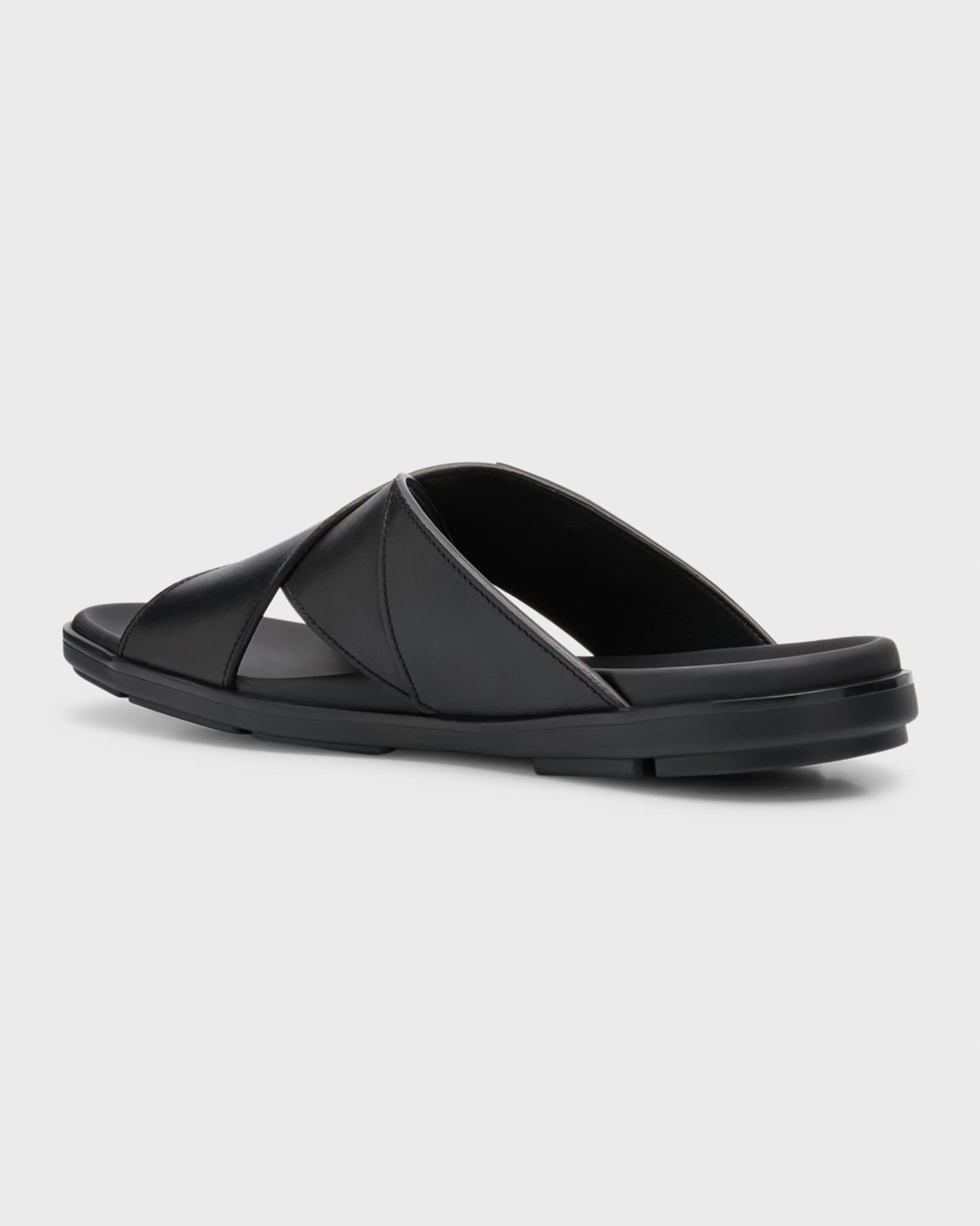 Prada Men's Leather Crisscross Slide Sandals | Neiman Marcus