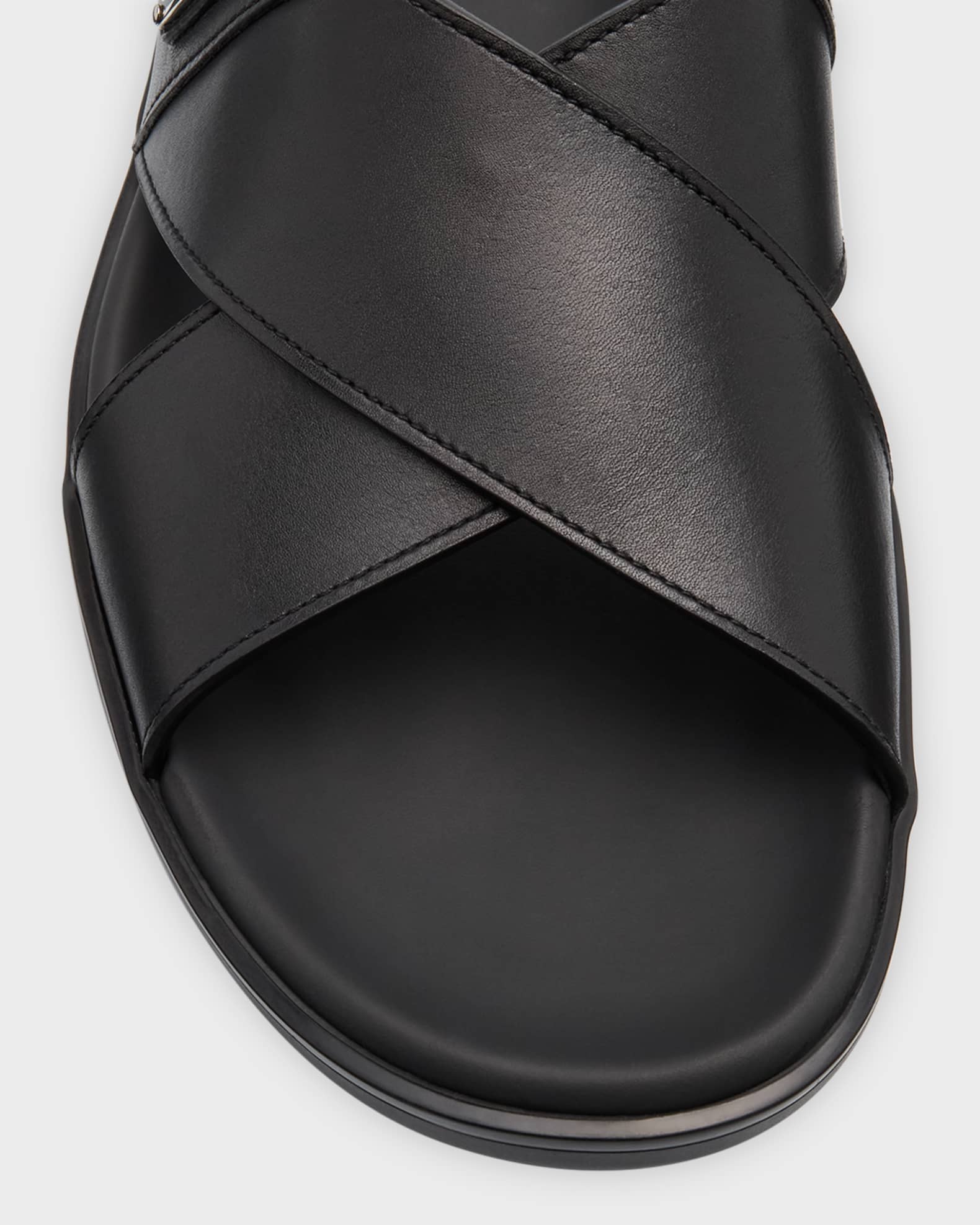 Prada Leather crisscross slides ★関税込 Prada Leather Crisscross Slides | Black | FARFETCH