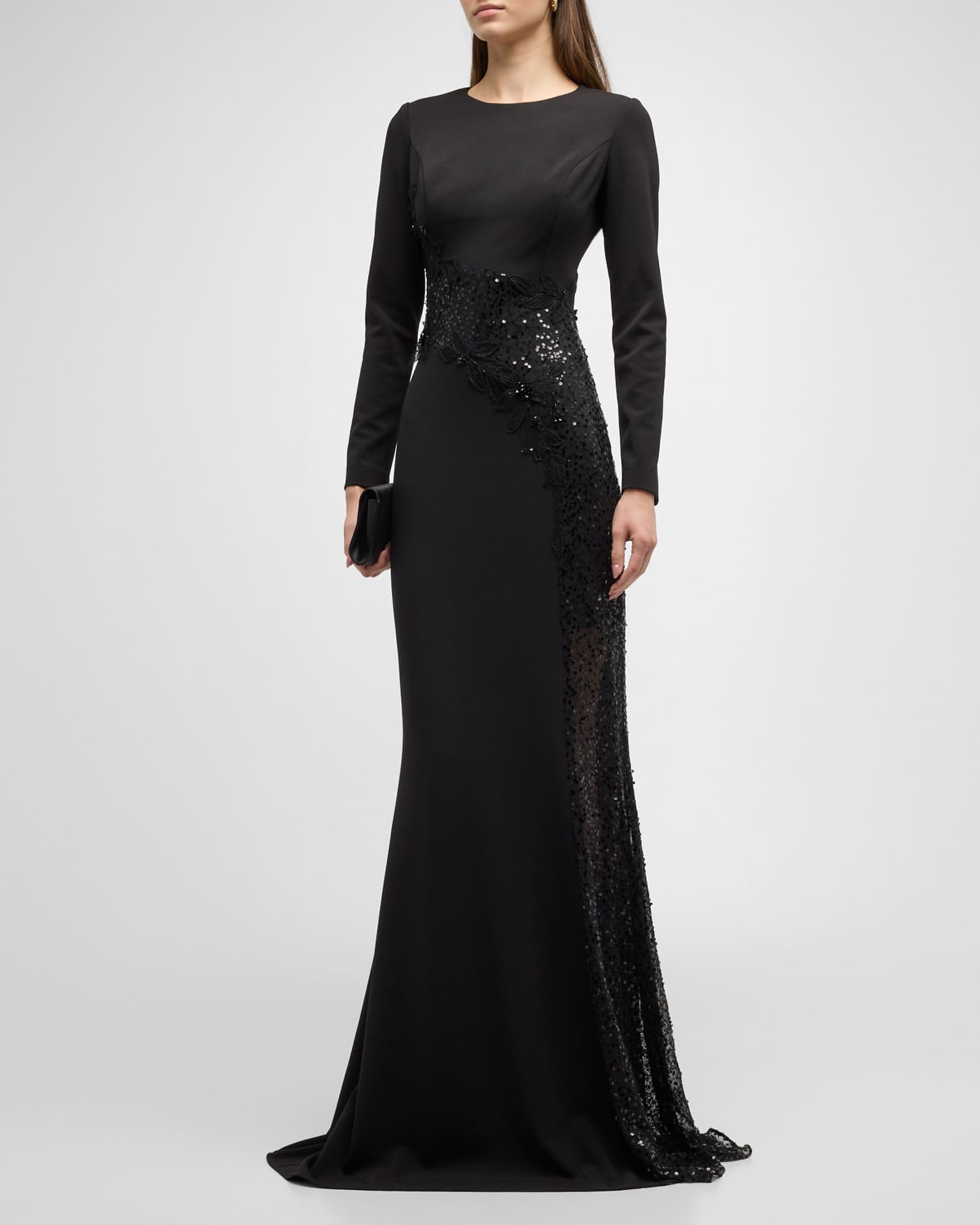 Sequin Trumpet Sleeve Top Midnight Blue