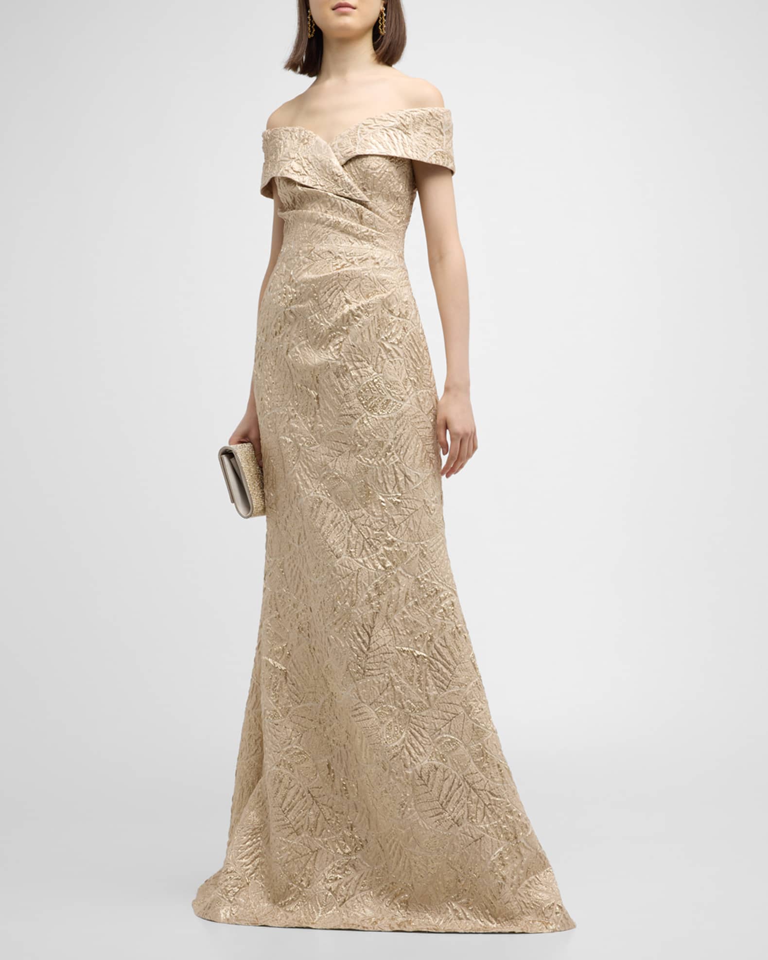 Teri jon by rickie freeman floral appliqué gown 2025