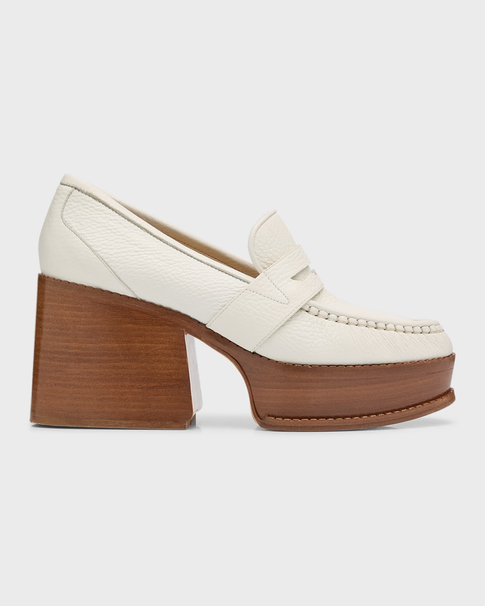 Gabriela Hearst Augusta Leather Heeled Penny Loafers | Neiman Marcus