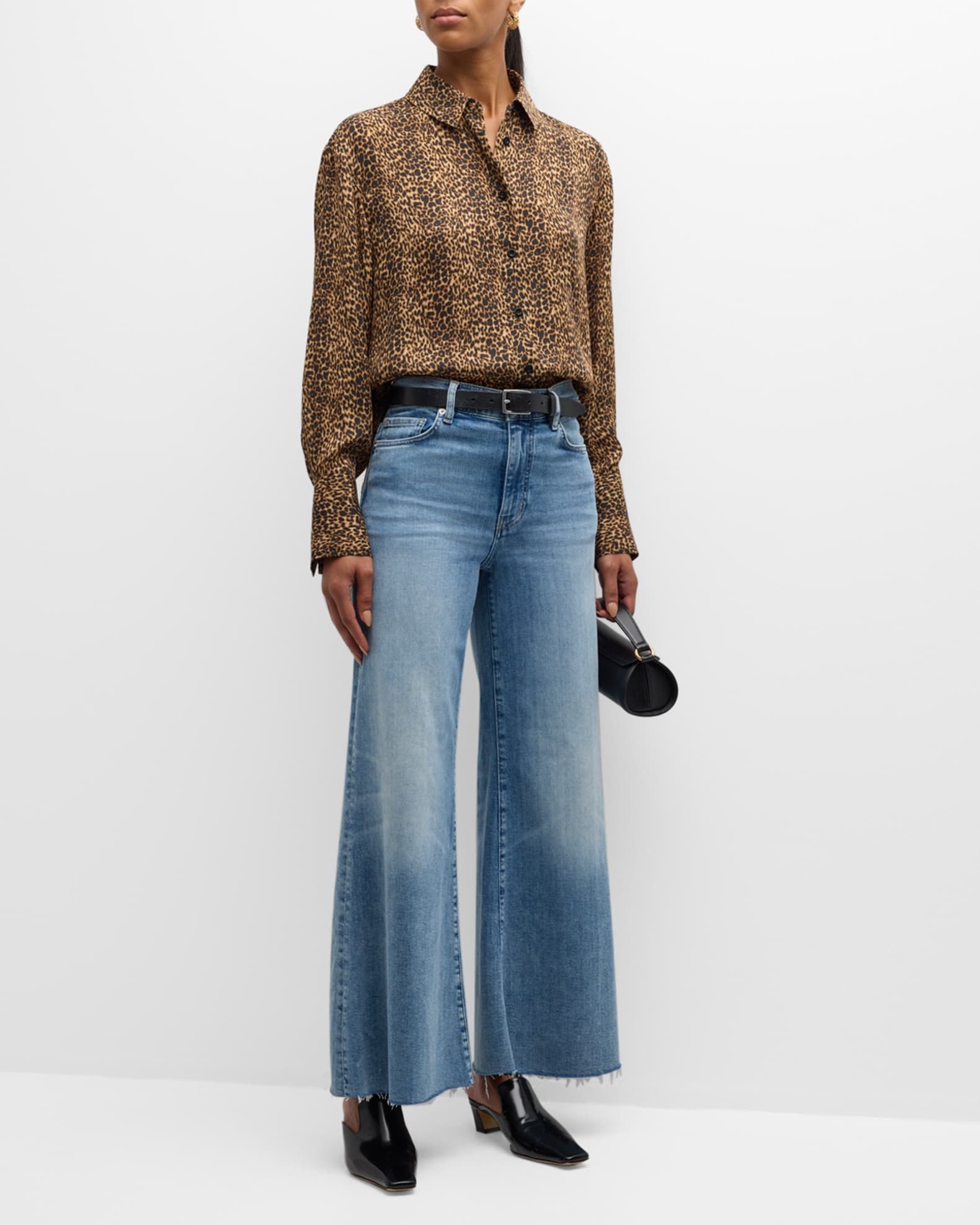 【PORTERNA】Roem Raw Wide Jeans High Rise Wide Leg Raw Hem