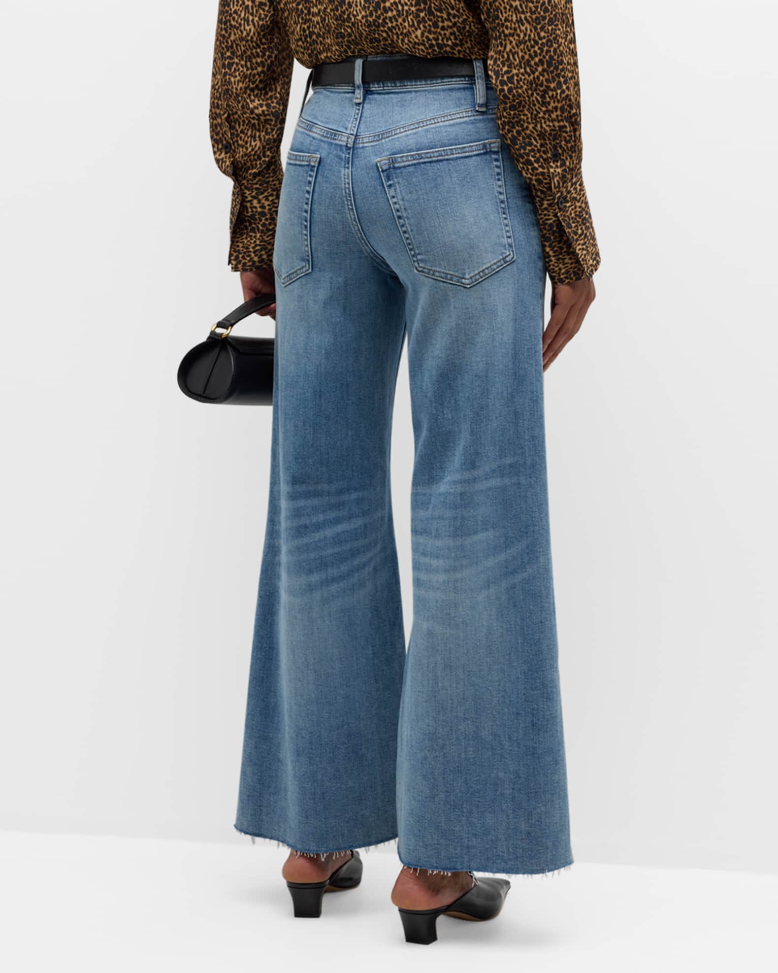 FRAME Le Palazzo Wide-Leg Raw-Hem Cropped Jeans | Neiman Marcus