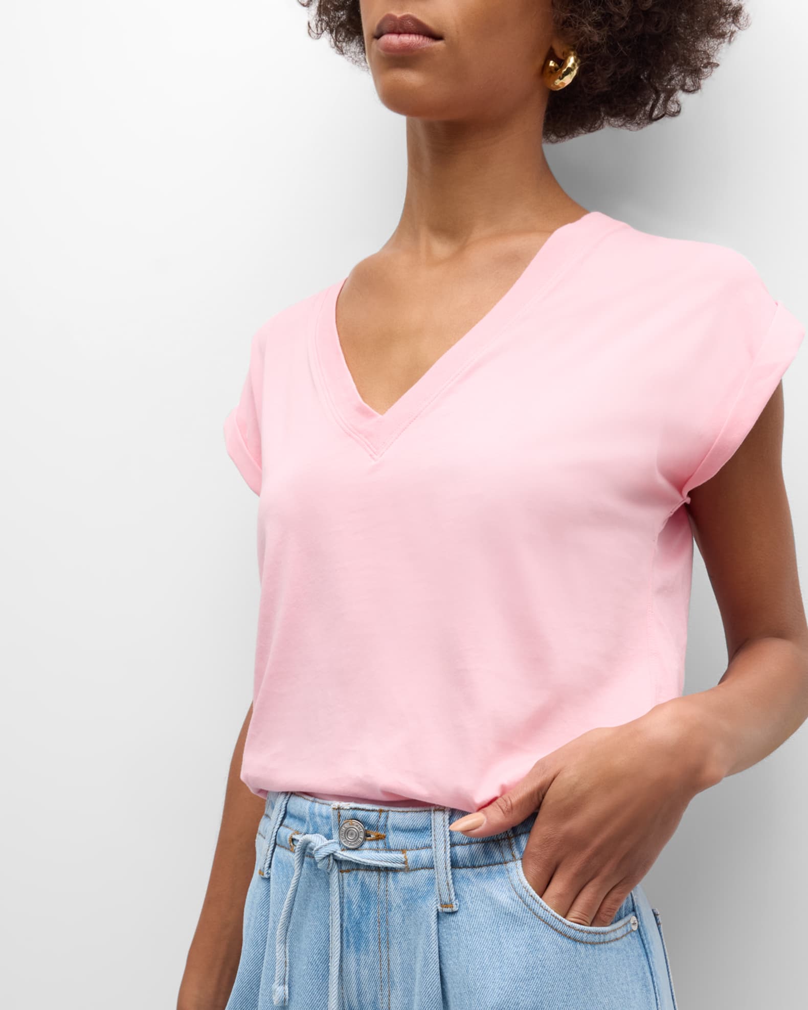 Easy V-Neck Tee - Light Chambray