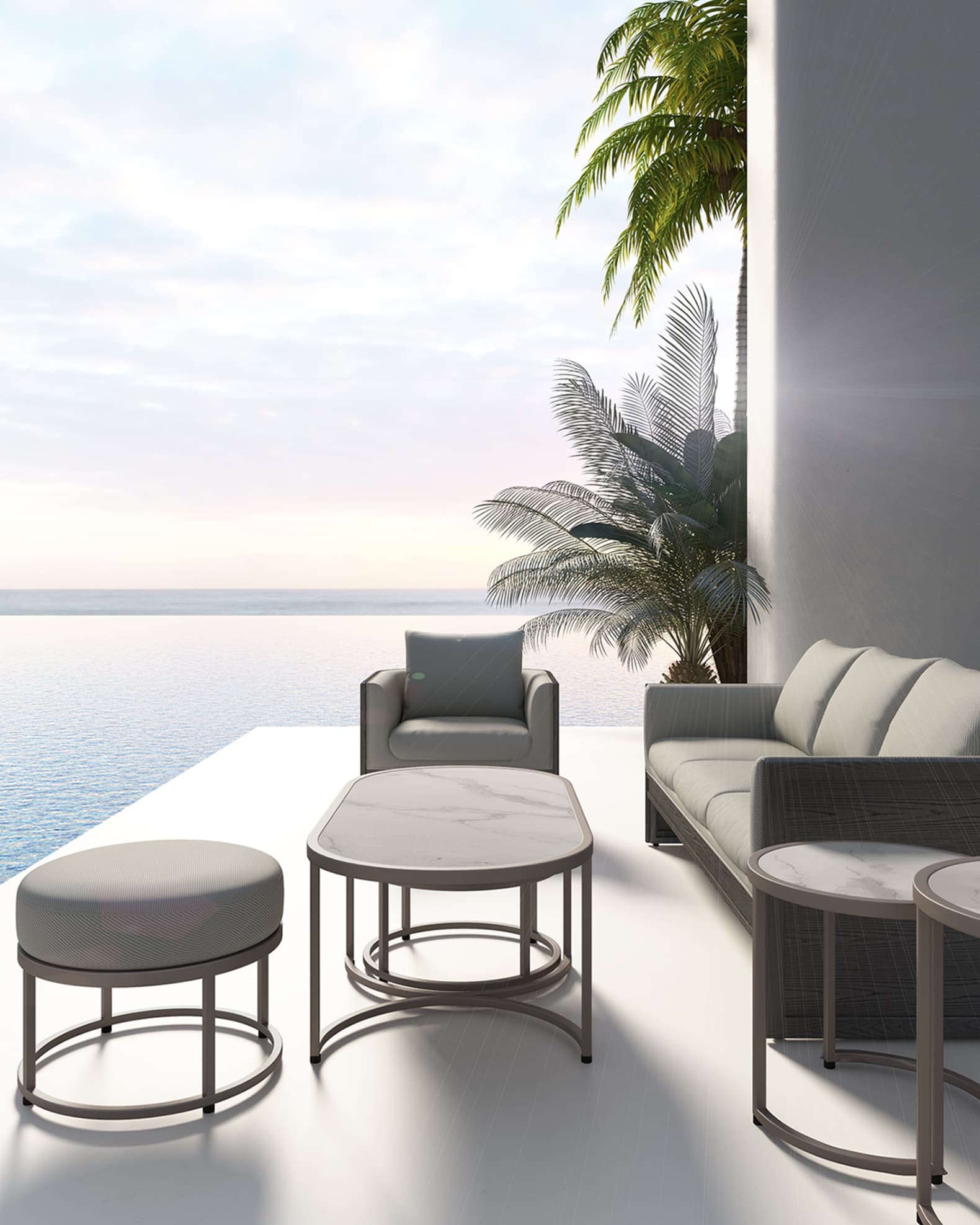 Domicile Outdoor Coffee Table with 2 Ottomans 0