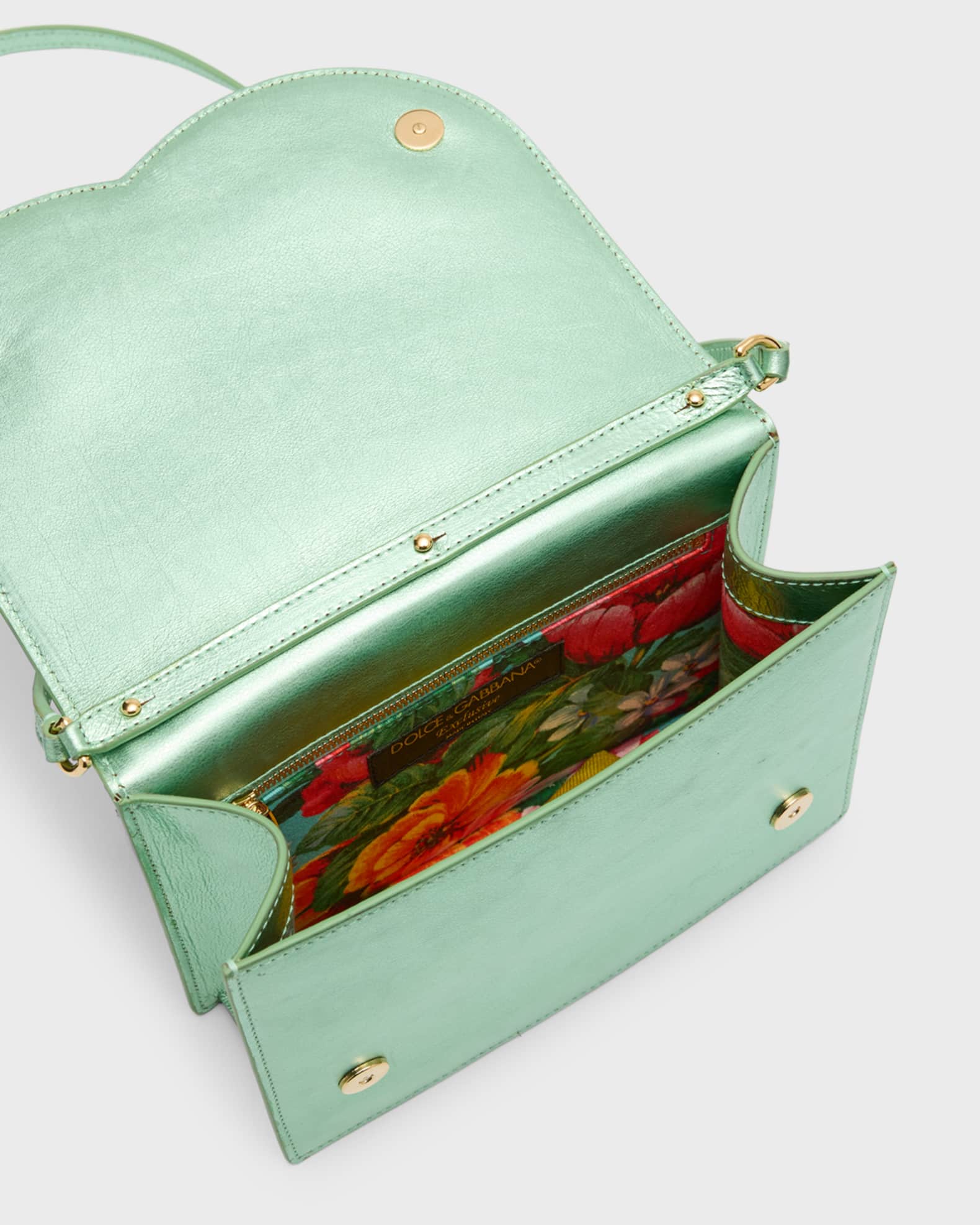 Dolce & Gabbana Green Exotic Leather DG Plaque Crossbody Mini Bag