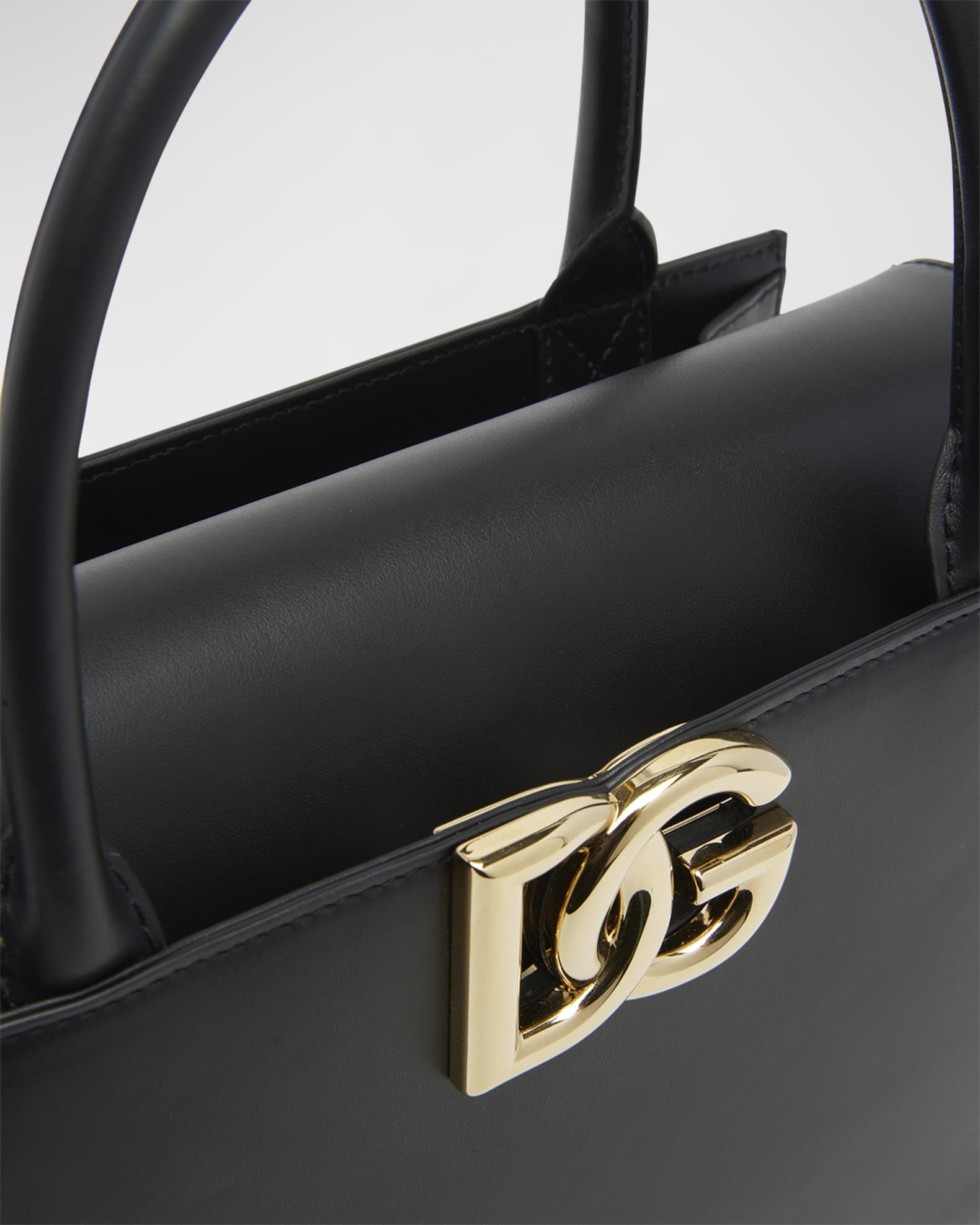 Dolce & Gabbana Black Calf Leather Bos Taurus Handbag