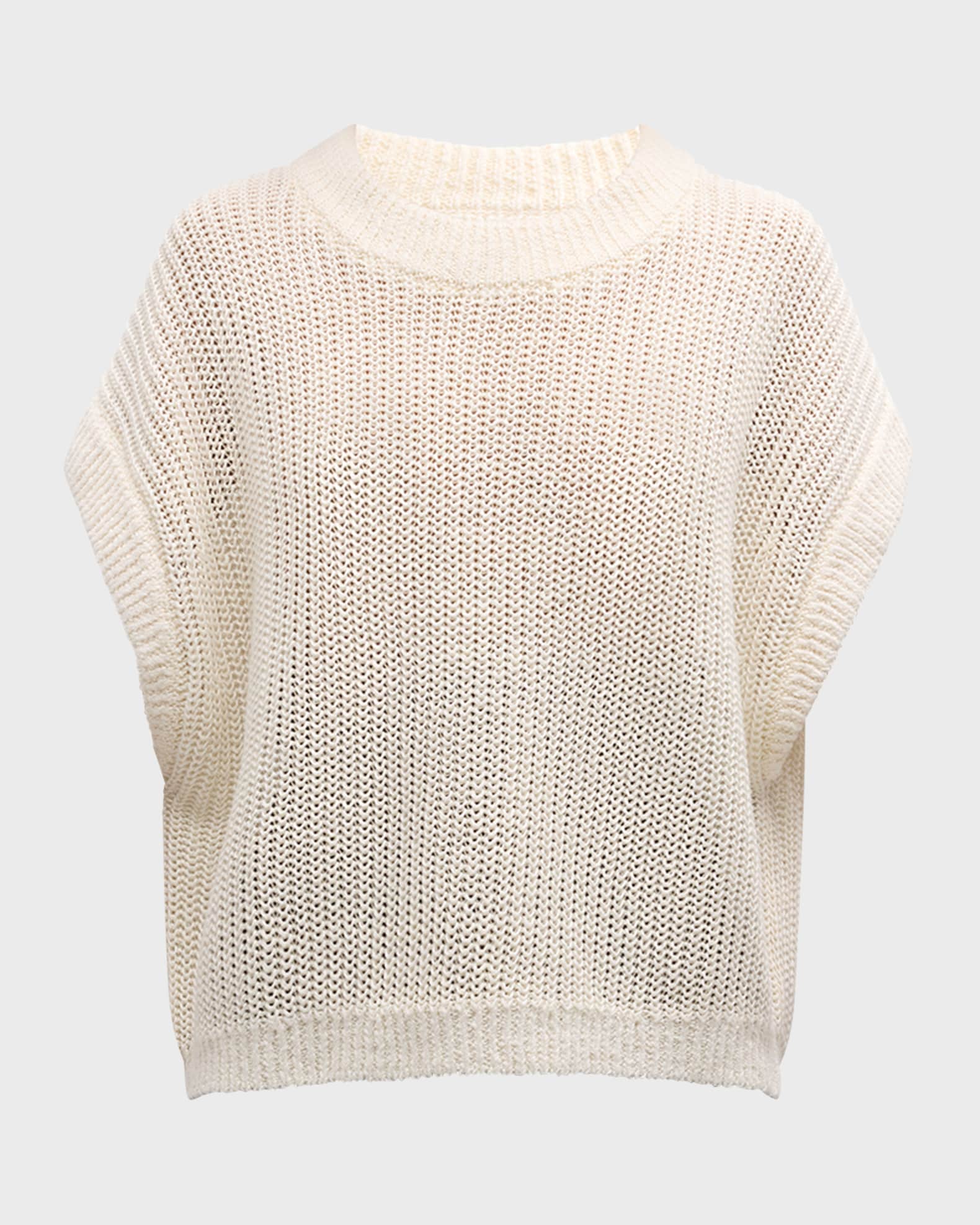 Oliva Dolman-Sleeve Knit Linen Vest 1