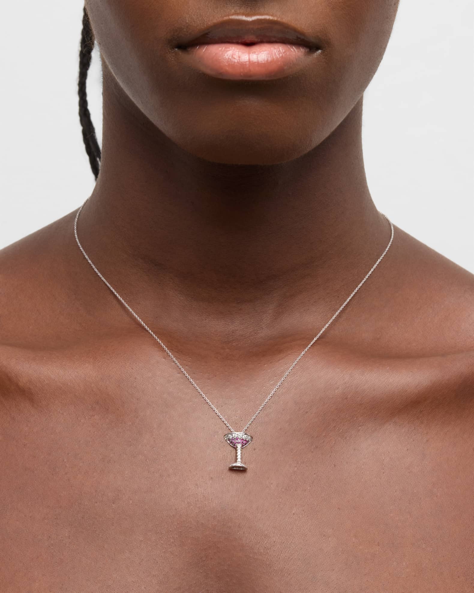 18K White Gold Cosmo Glass Pendant Necklace 1