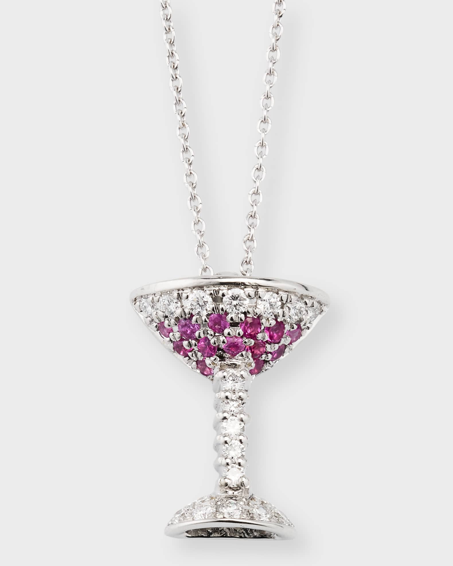 18K White Gold Cosmo Glass Pendant Necklace 0