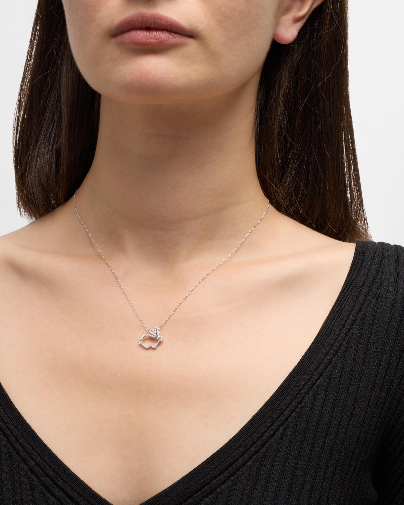 Roberto Coin 18K White Gold Diamond Bunny Pendant Necklace | Neiman Marcus