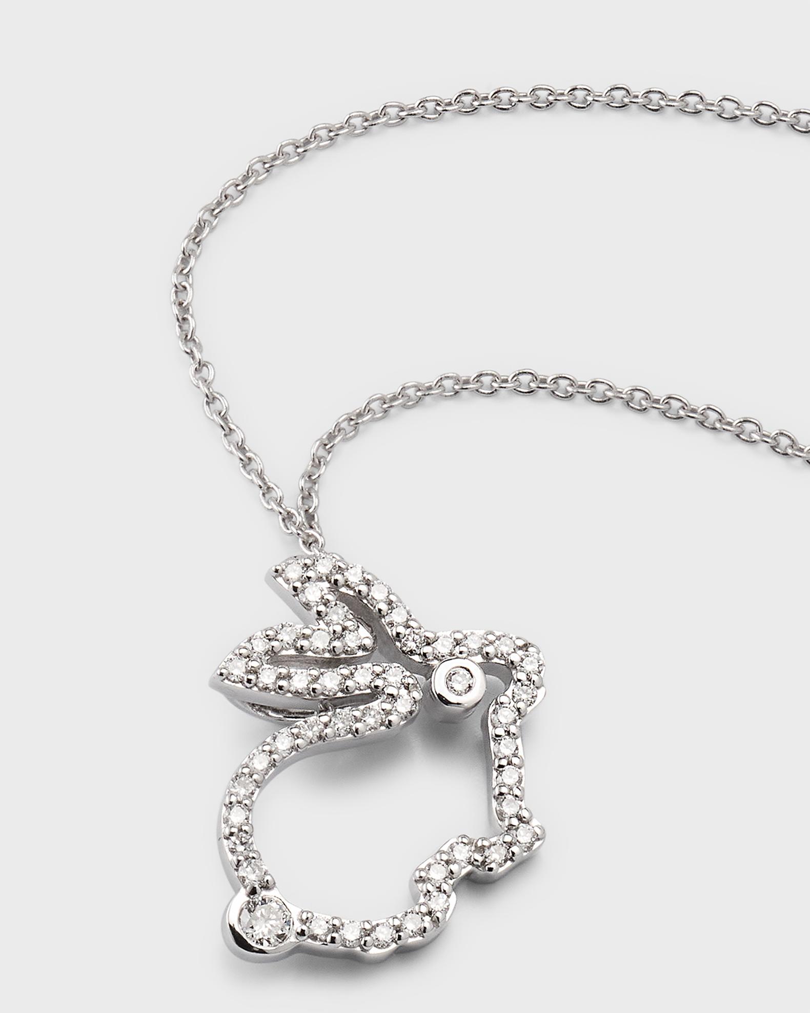 Roberto Coin 18K White Gold Diamond Bunny Pendant Necklace | Neiman Marcus