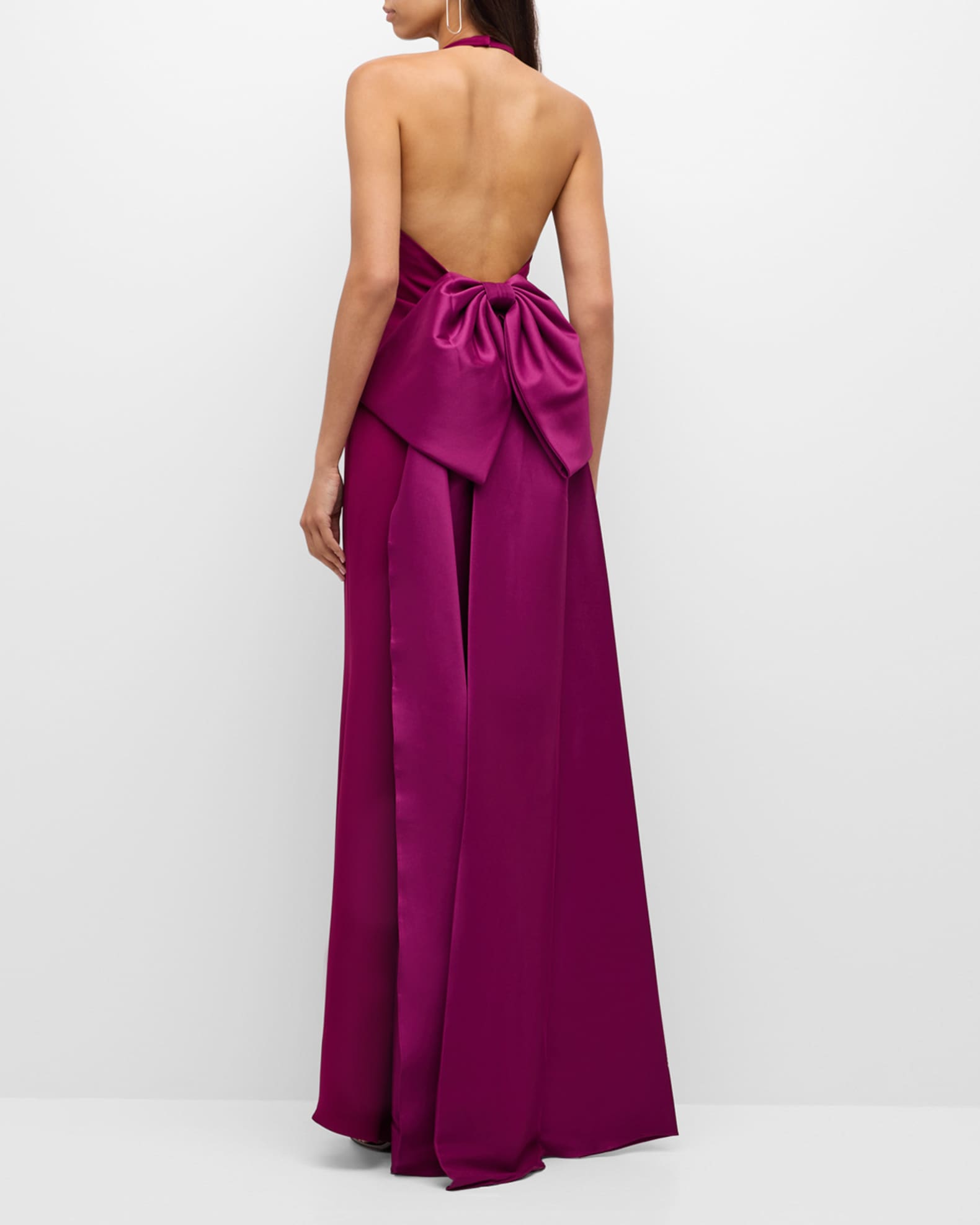 Sleeveless Bow Back Halter Gown