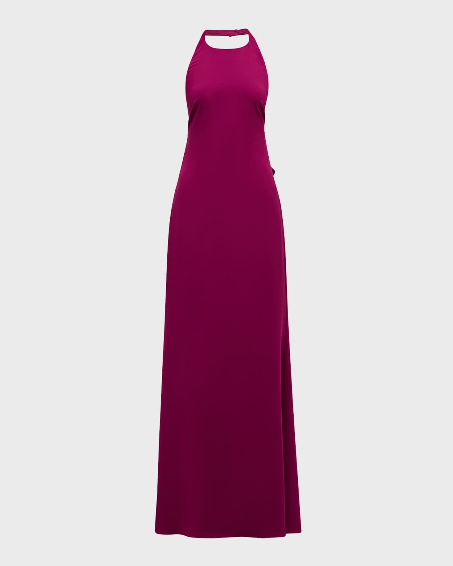 Badgley Mischka Collection Sleeveless Bow Back Halter Gown Neiman Marcus