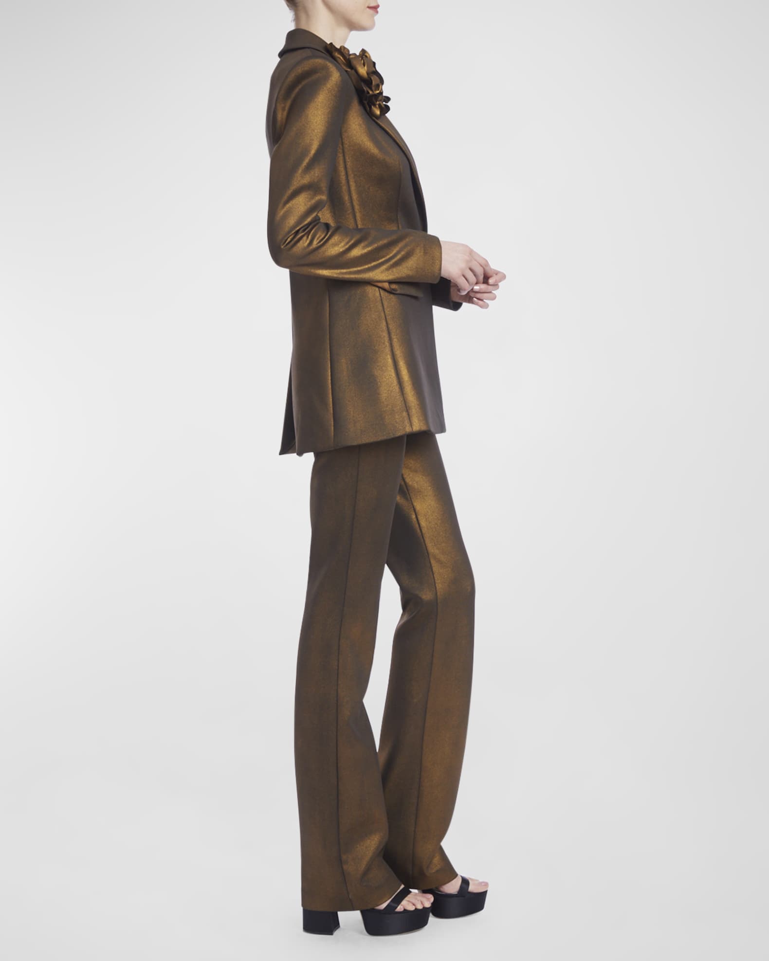 Badgley Mischka Collection StraightLeg Foiled Scuba Pants Neiman Marcus