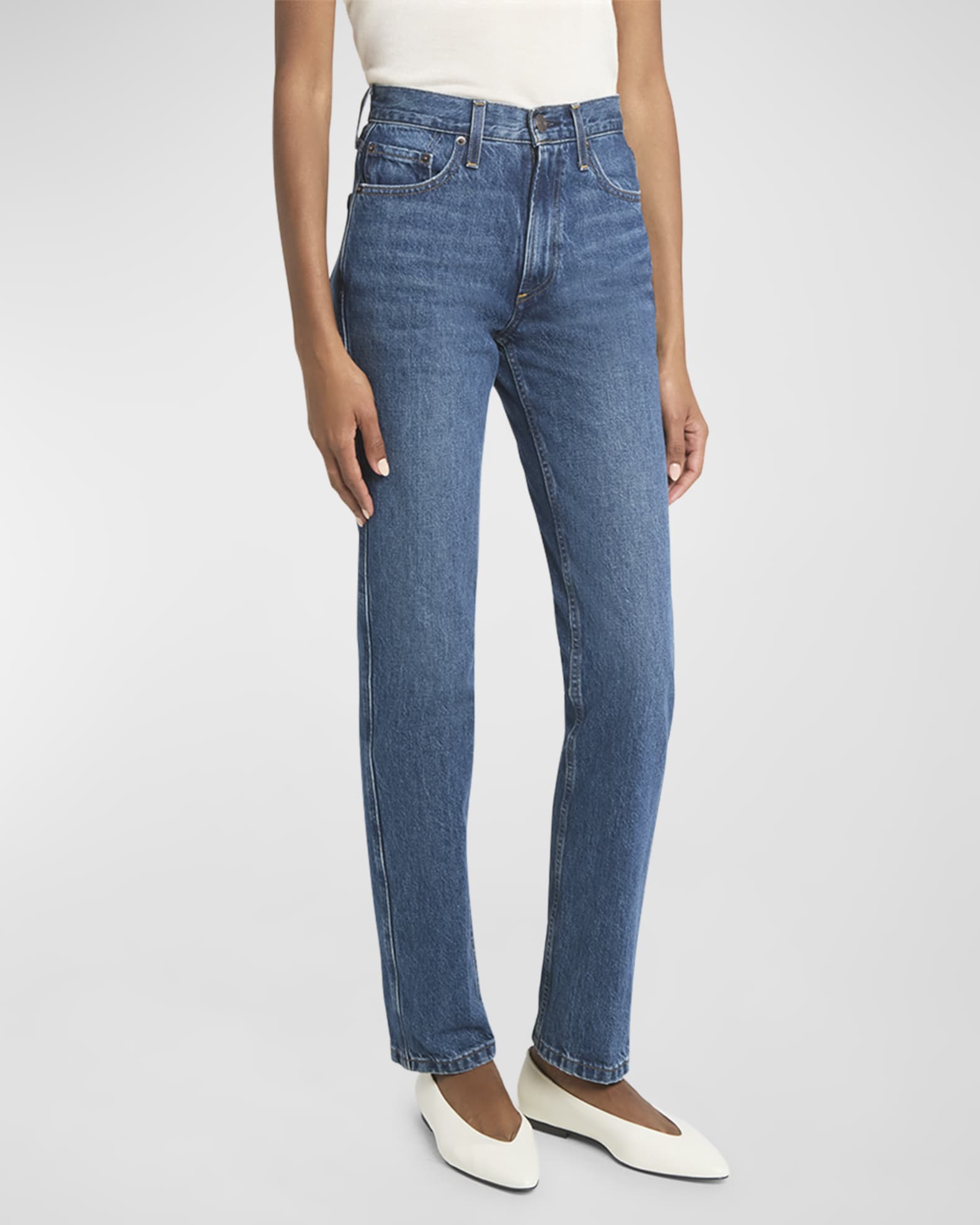 High-Rise Tapered Straight-Leg Denim Jeans 1