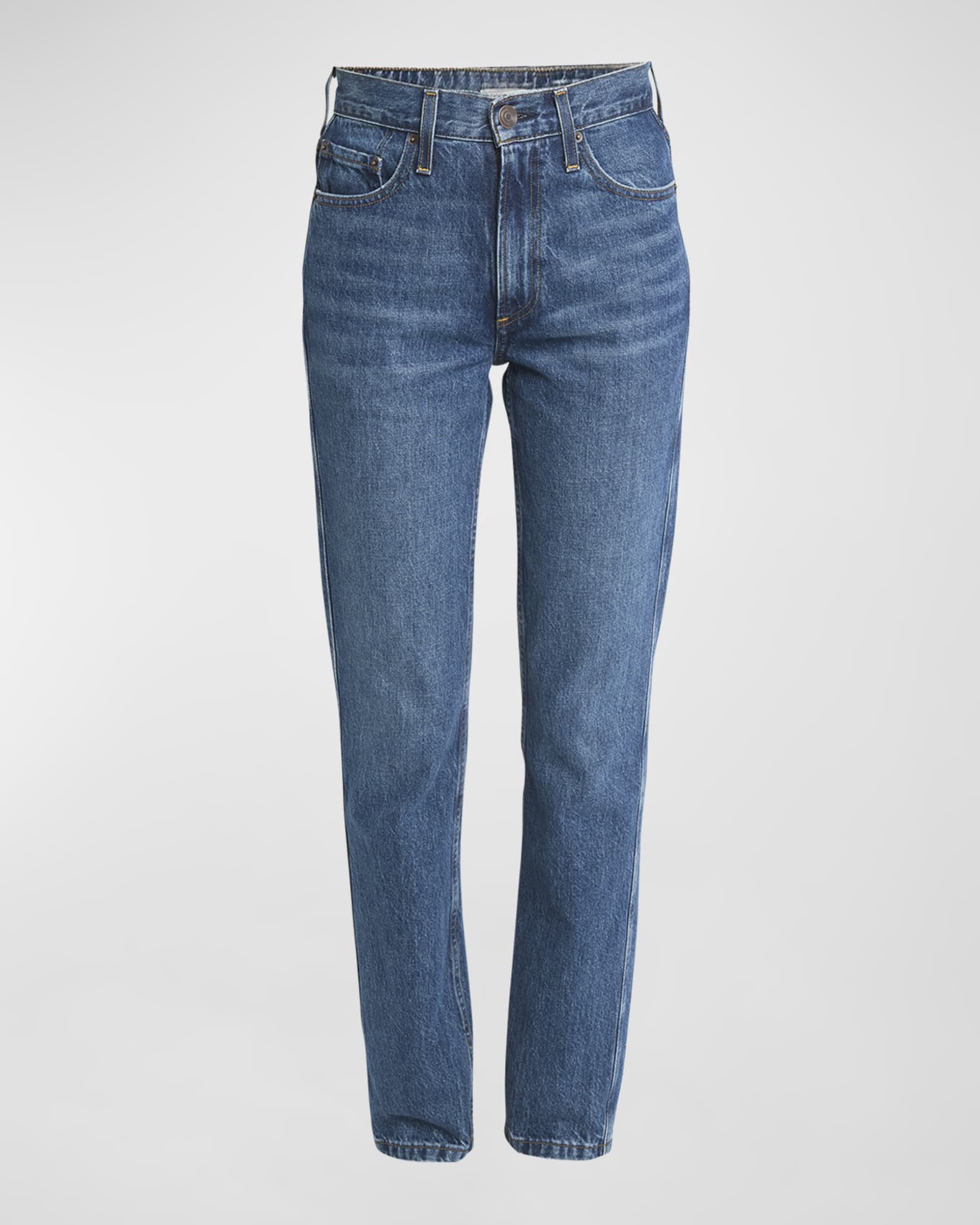 High-Rise Tapered Straight-Leg Denim Jeans 0