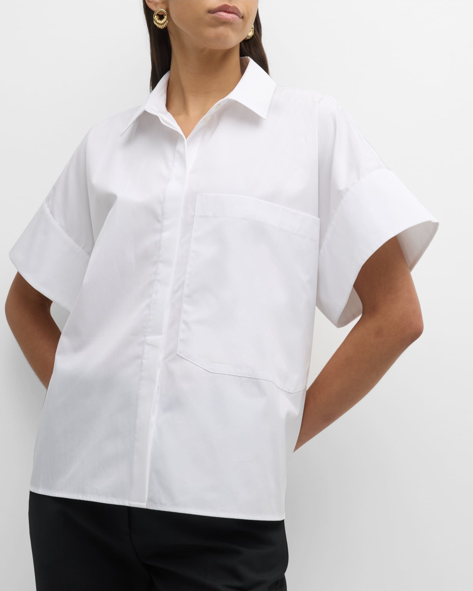 Co Boxy Short-Sleeve Collared Shirt | Neiman Marcus