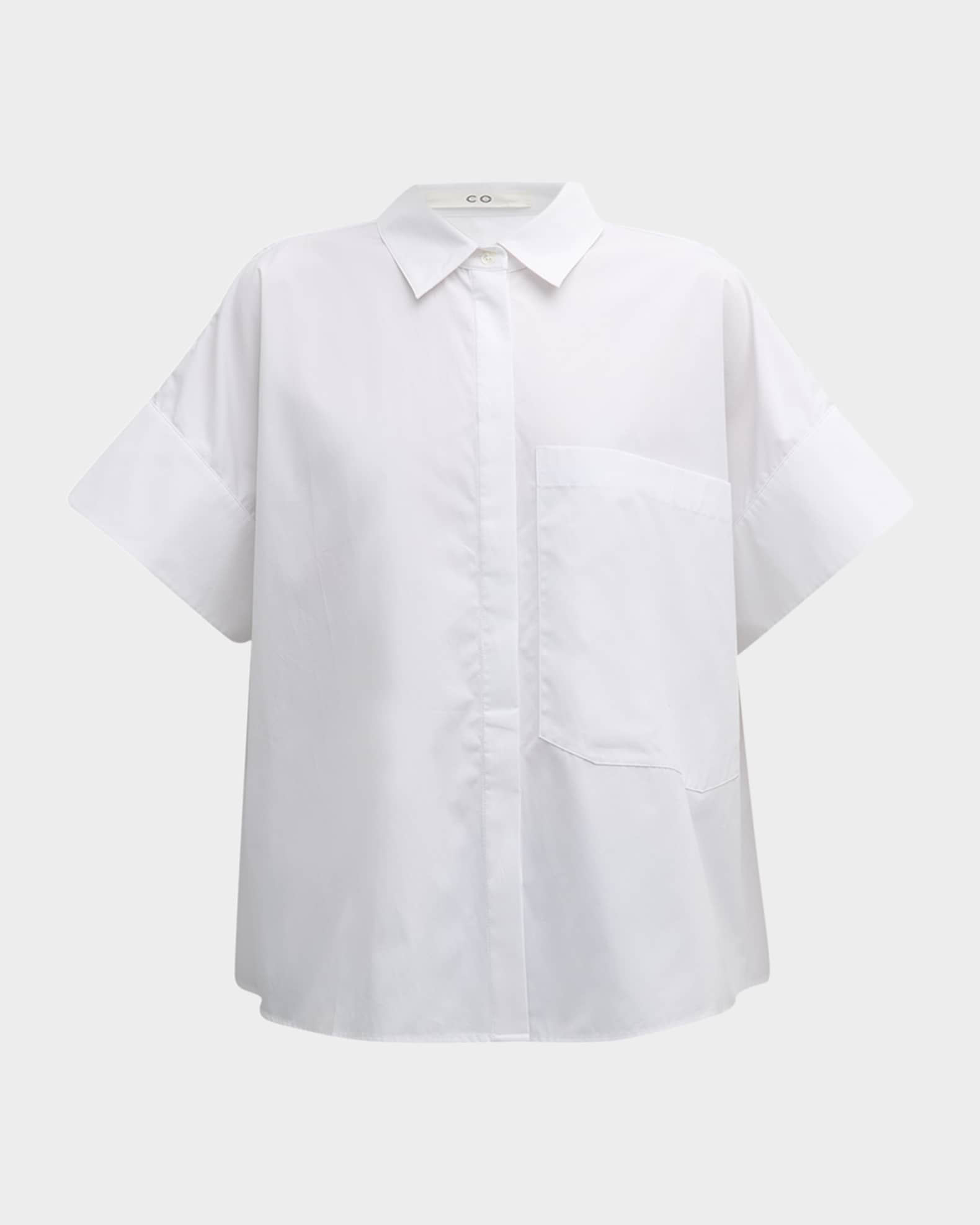トップス REGULAR COLLAR SHORT SLEEVE SHIRT-LOOSE Co Boxy Short-Sleeve Collared Shirt | Neiman Marcus