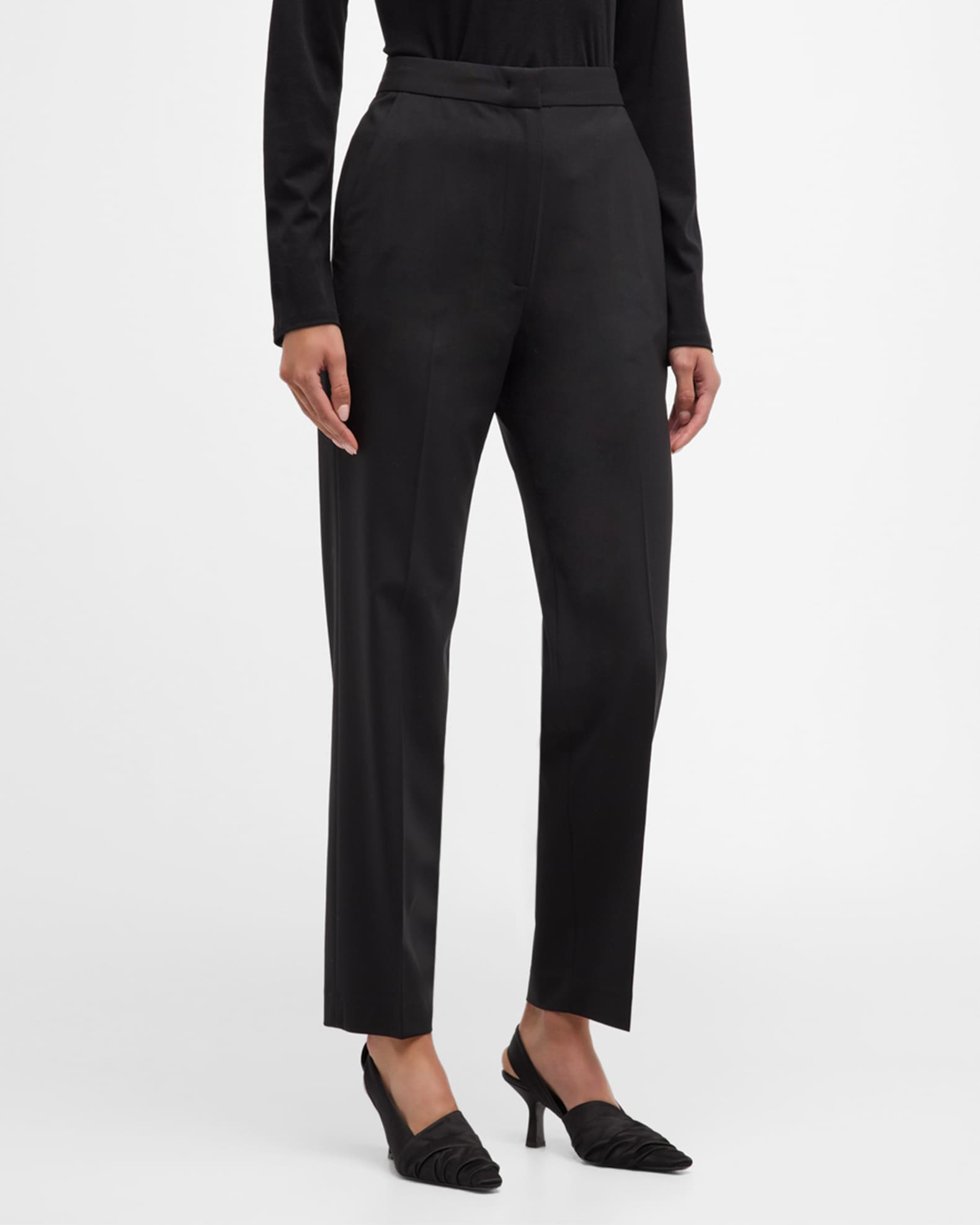 High-Rise Straight-Leg Crop Cigarette Pants 1