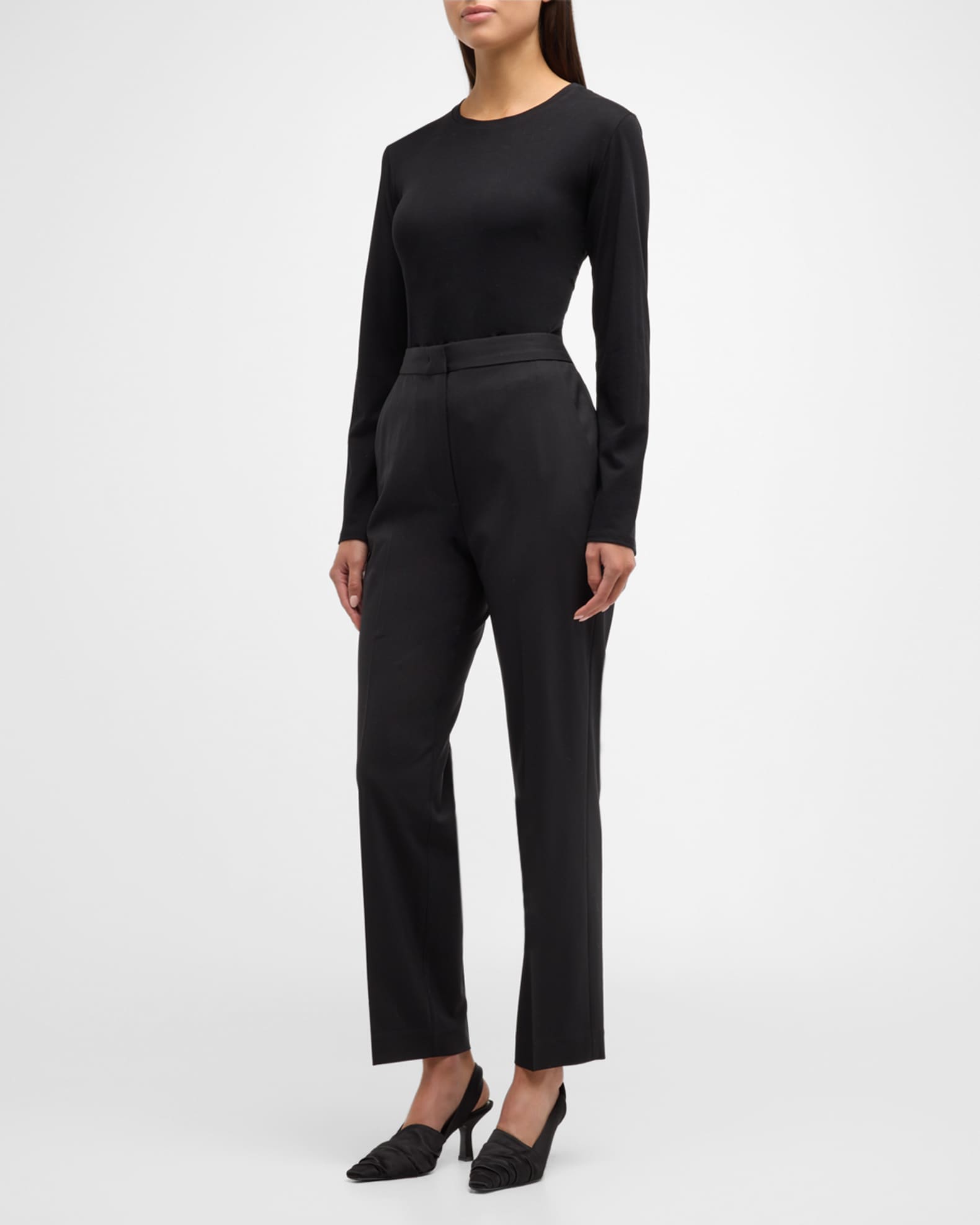 Co High-Rise Straight-Leg Crop Cigarette Pants Neiman Marcus