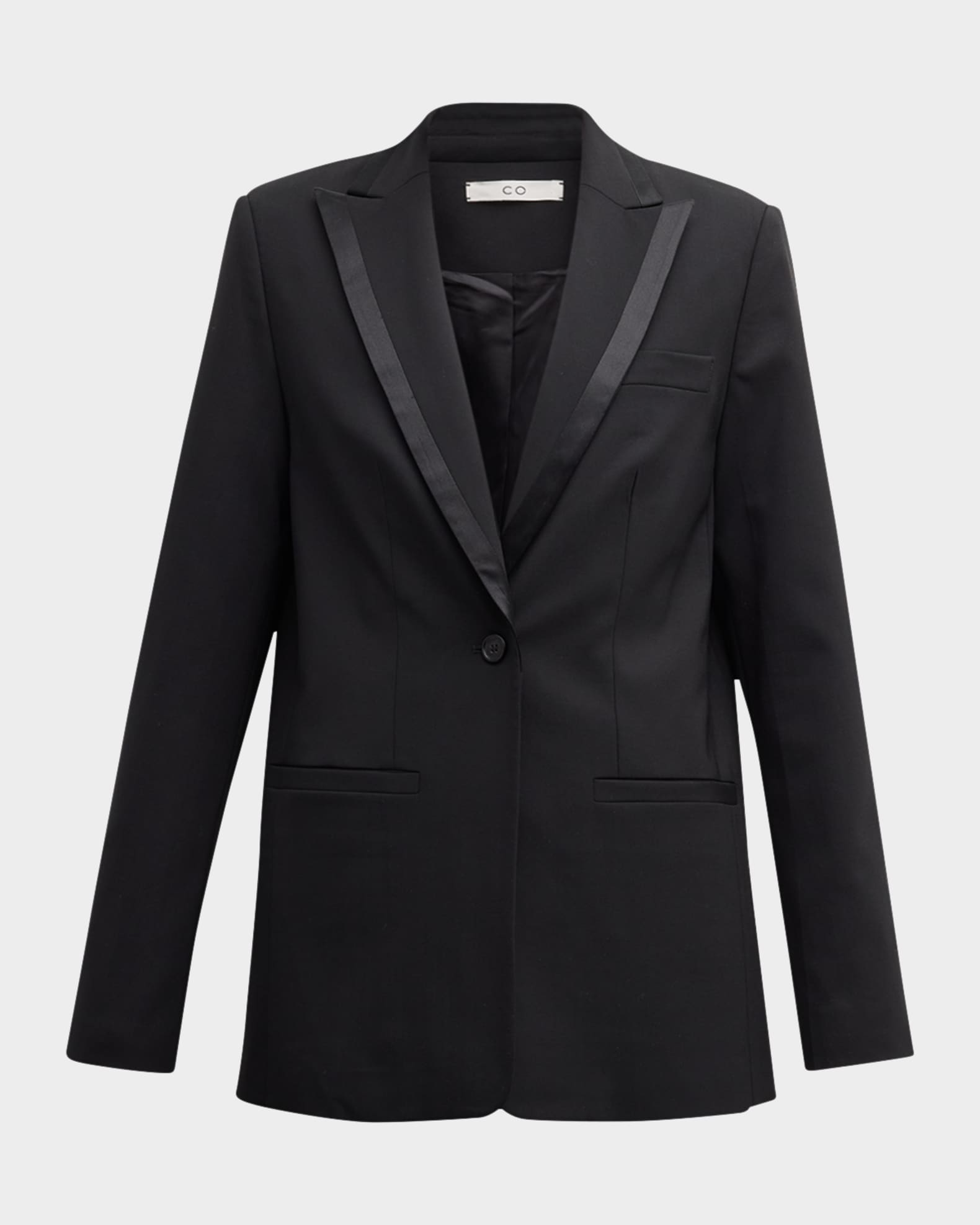 Co Satin-Trim Single-Breasted Tuxedo Jacket | Neiman Marcus Co Satin-Trim Single-Breasted Tuxedo Jacket | Neiman Marcus